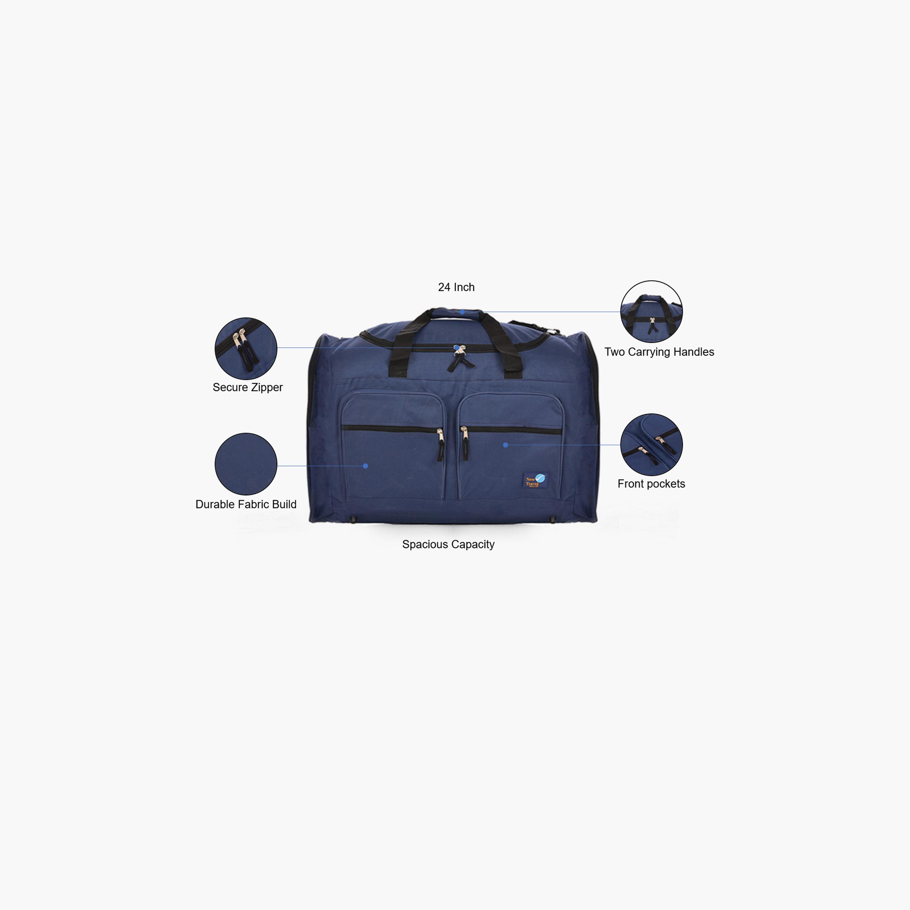 New Travel 24 Inch Fabric Duffel Bag, Carry On Travel Bag, Spacious, Zippered and with Front Pockets for Sports, Gym, Yoga and More | N09-24-travel-luggagesandbags-dufflebags-image-3