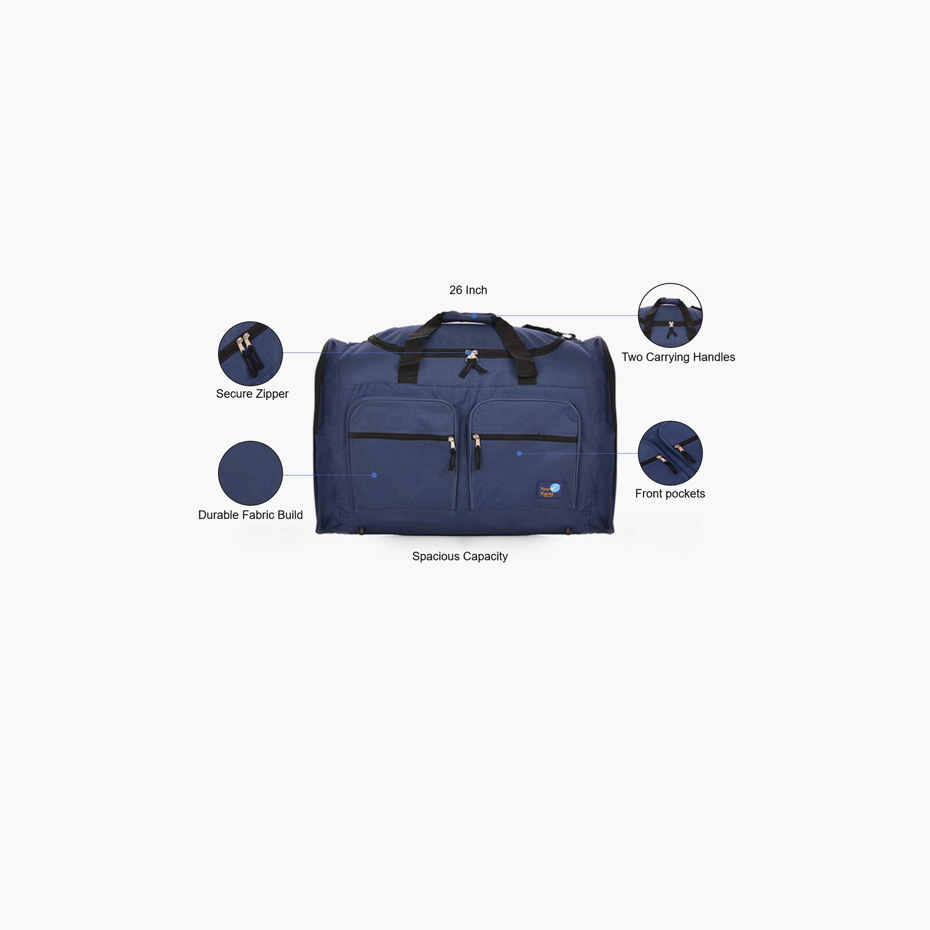 New Travel 26 Inch Polyester Textured Double Handle Duffle Bags with Zipper Closure and Adjustable Strap | N09-26-travel-luggagesandbags-dufflebags-image-3