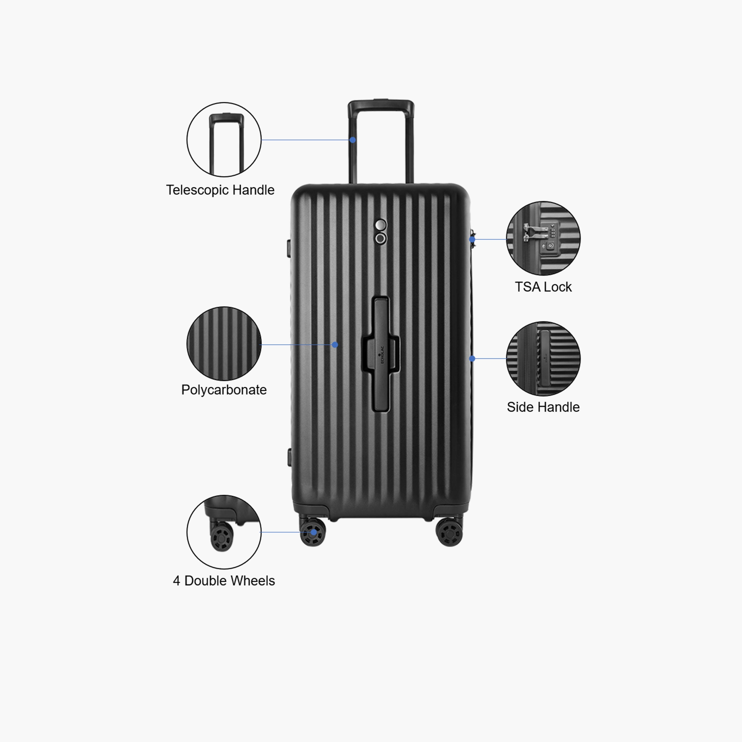 Echolac 65 CM Medium Check-in Polycarbonate with ABS Hardcase Four-Wheeler Double Trolley Bag | PC183K-26 -travel-luggagesandbags-luggage-image-4