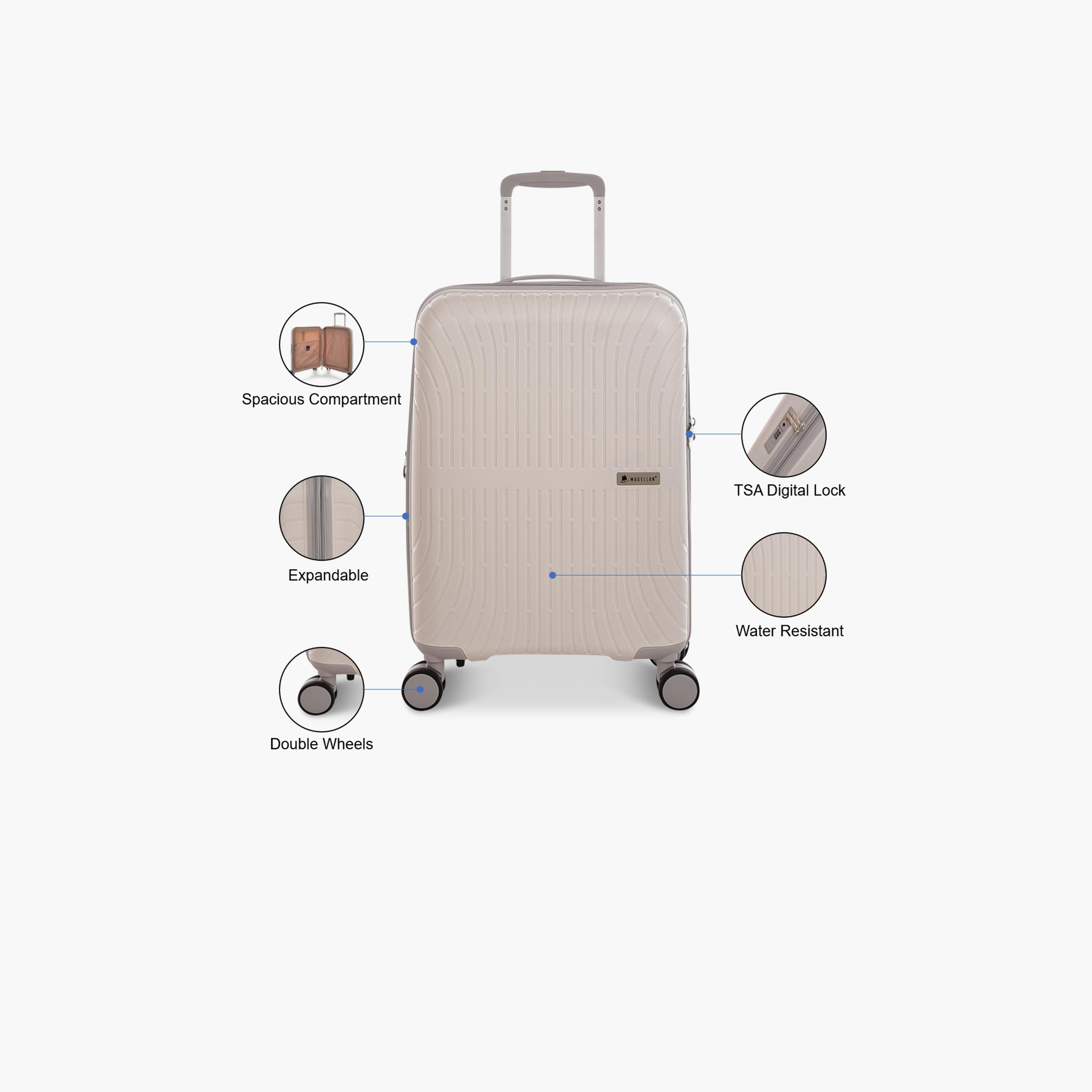 Magellan 56.5 CM Cabin Polypropylene Hardcase Four-Wheeler Double Trolley Bag | PPT014-20 -travel-luggagesandbags-luggage-image-4