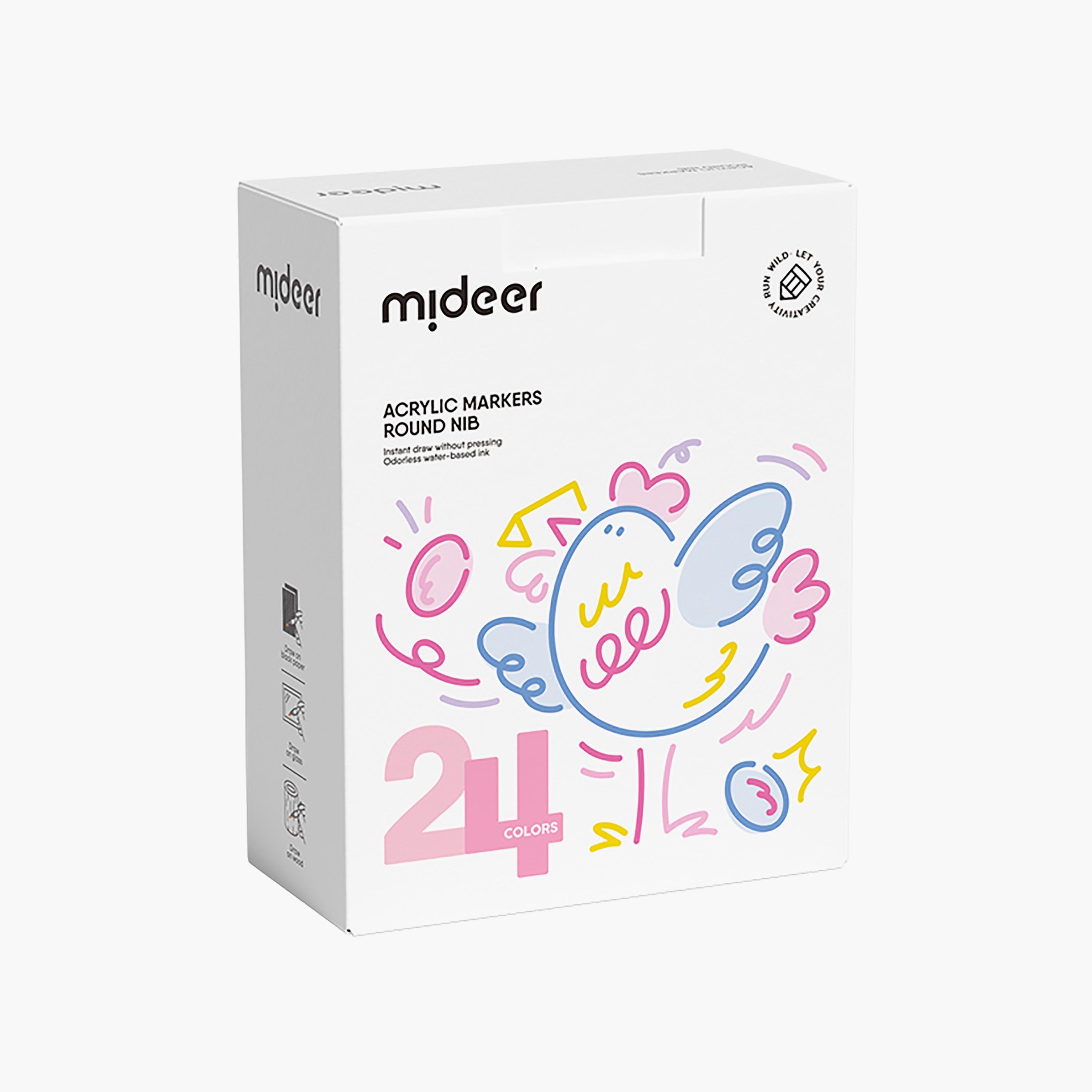 Mideer 24-Piece Round Nib Acrylic Markers-school-artsandcrafts-image-1