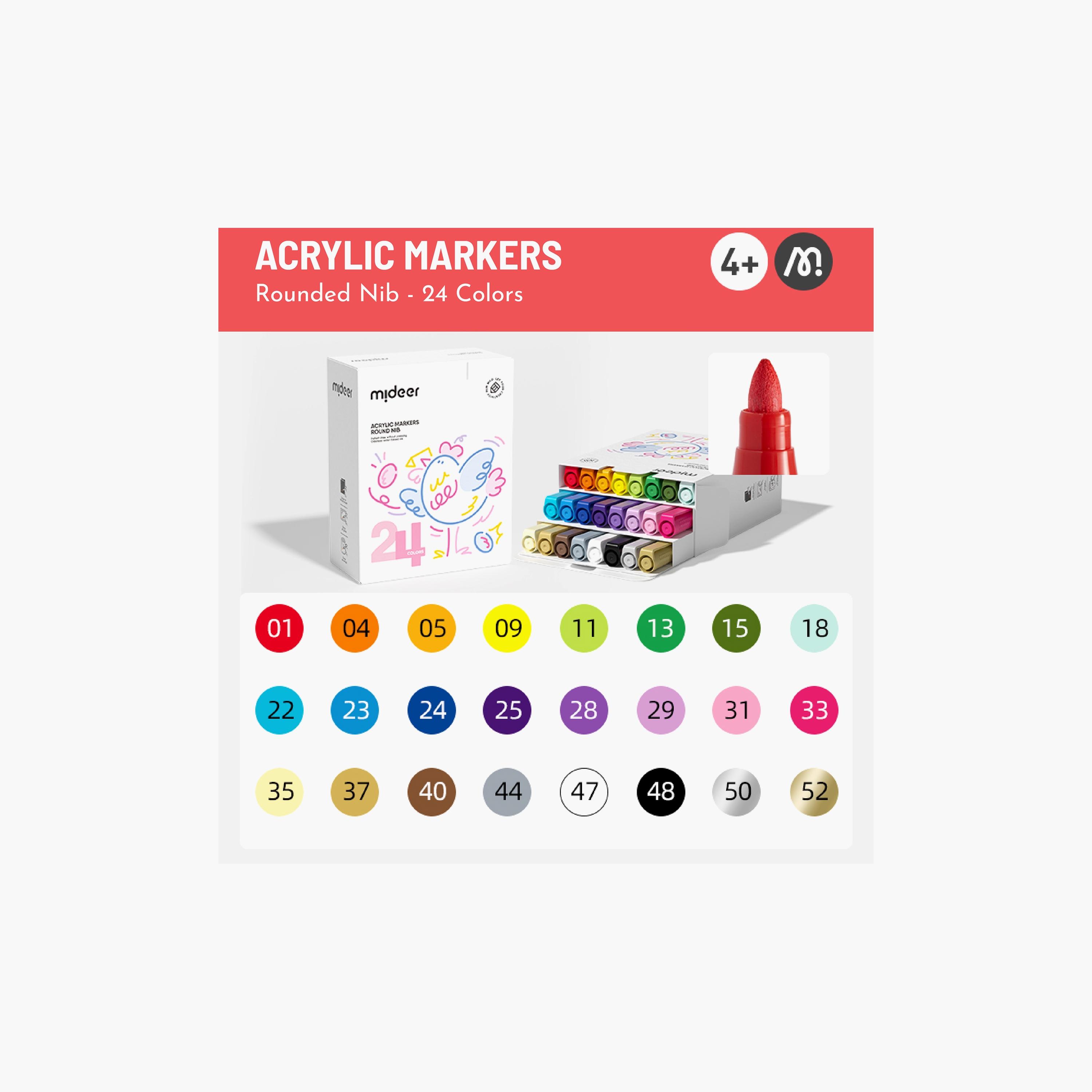 Mideer 24-Piece Round Nib Acrylic Markers-school-artsandcrafts-image-2