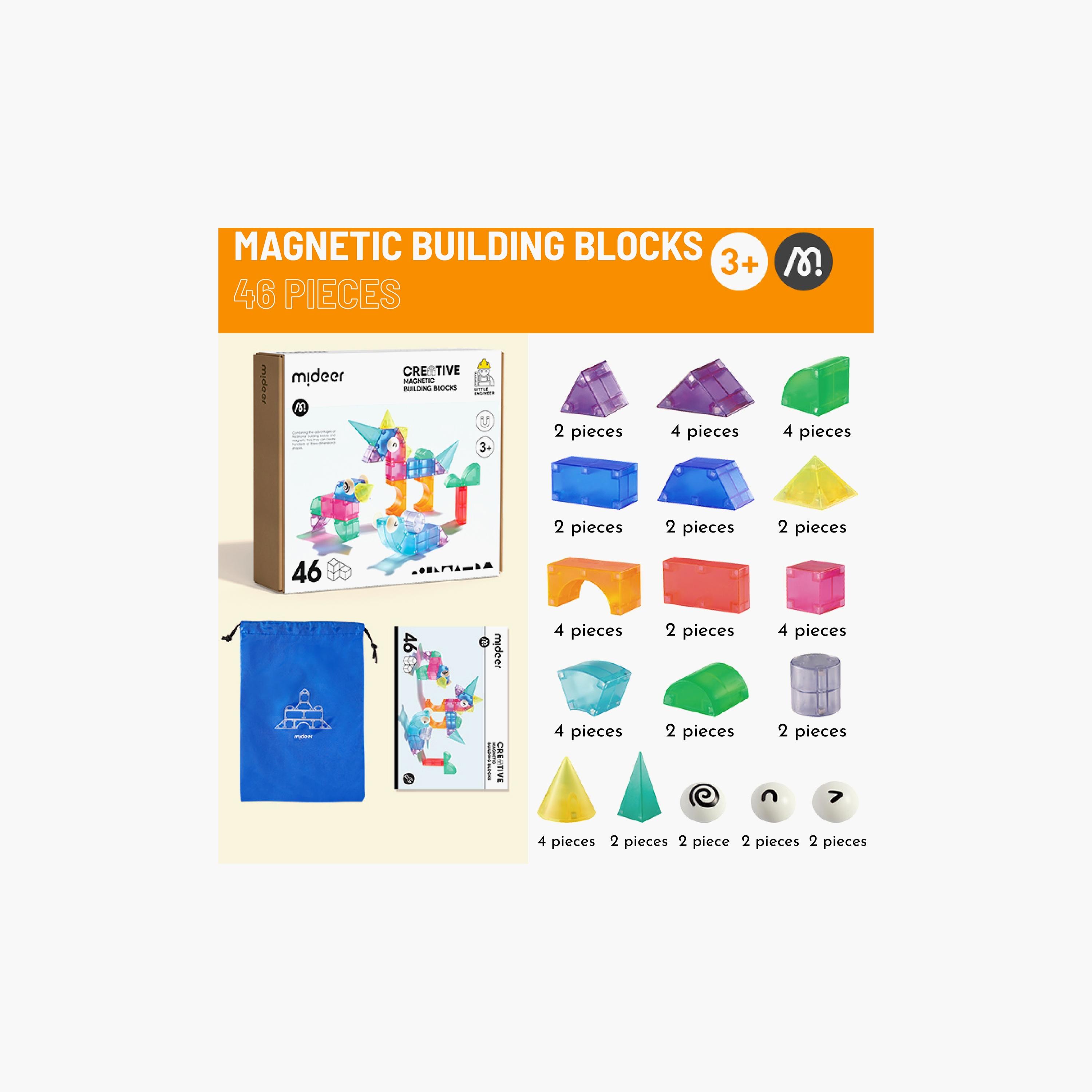 Mideer 46-Piece 3D Magnetic Building Blocks-toys-buildingblocks-magnetictoys-image-2