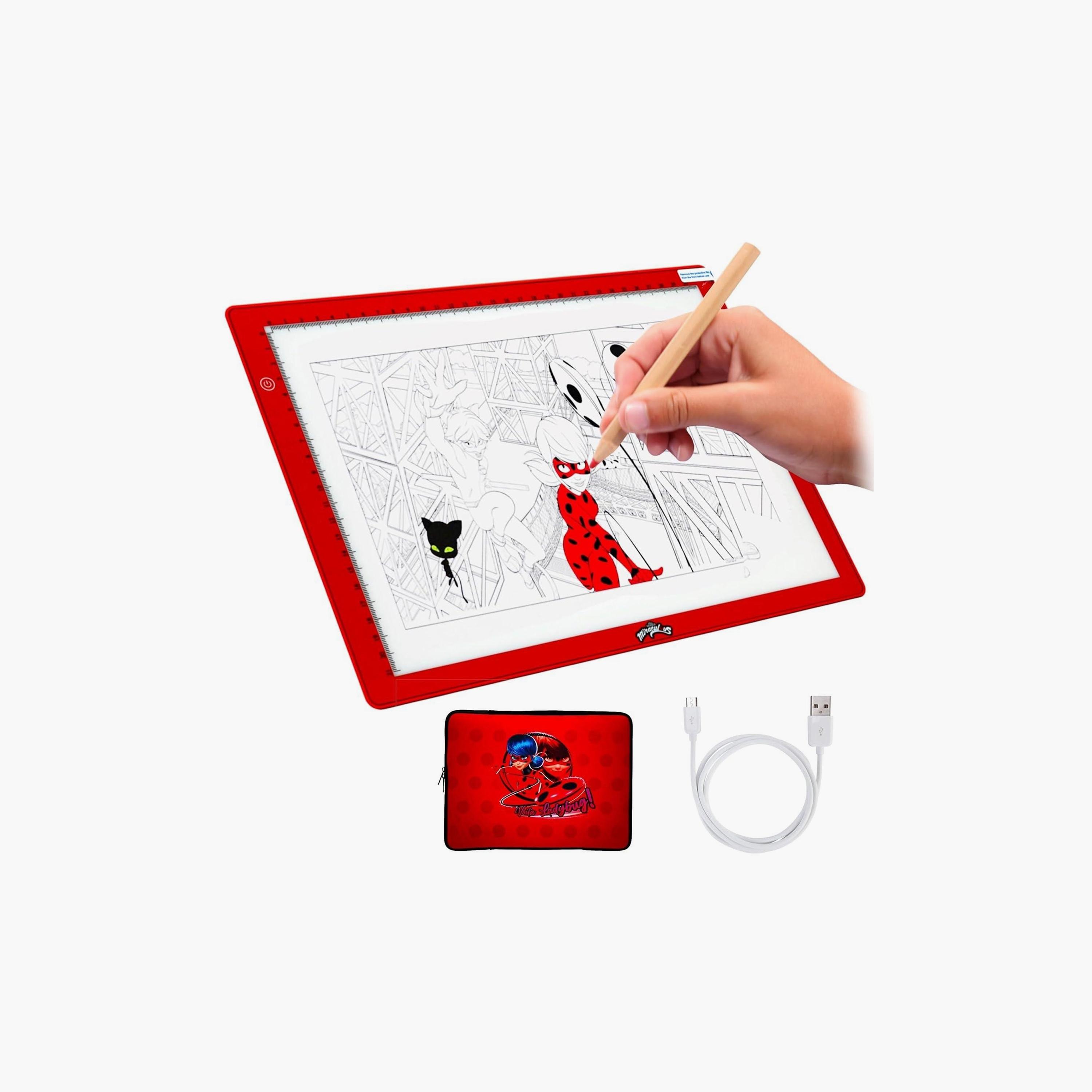 Miraculous Ladybug LED Light Pad Drawing Kit With Neoprene Case - Red-school-artsandcrafts-image-1