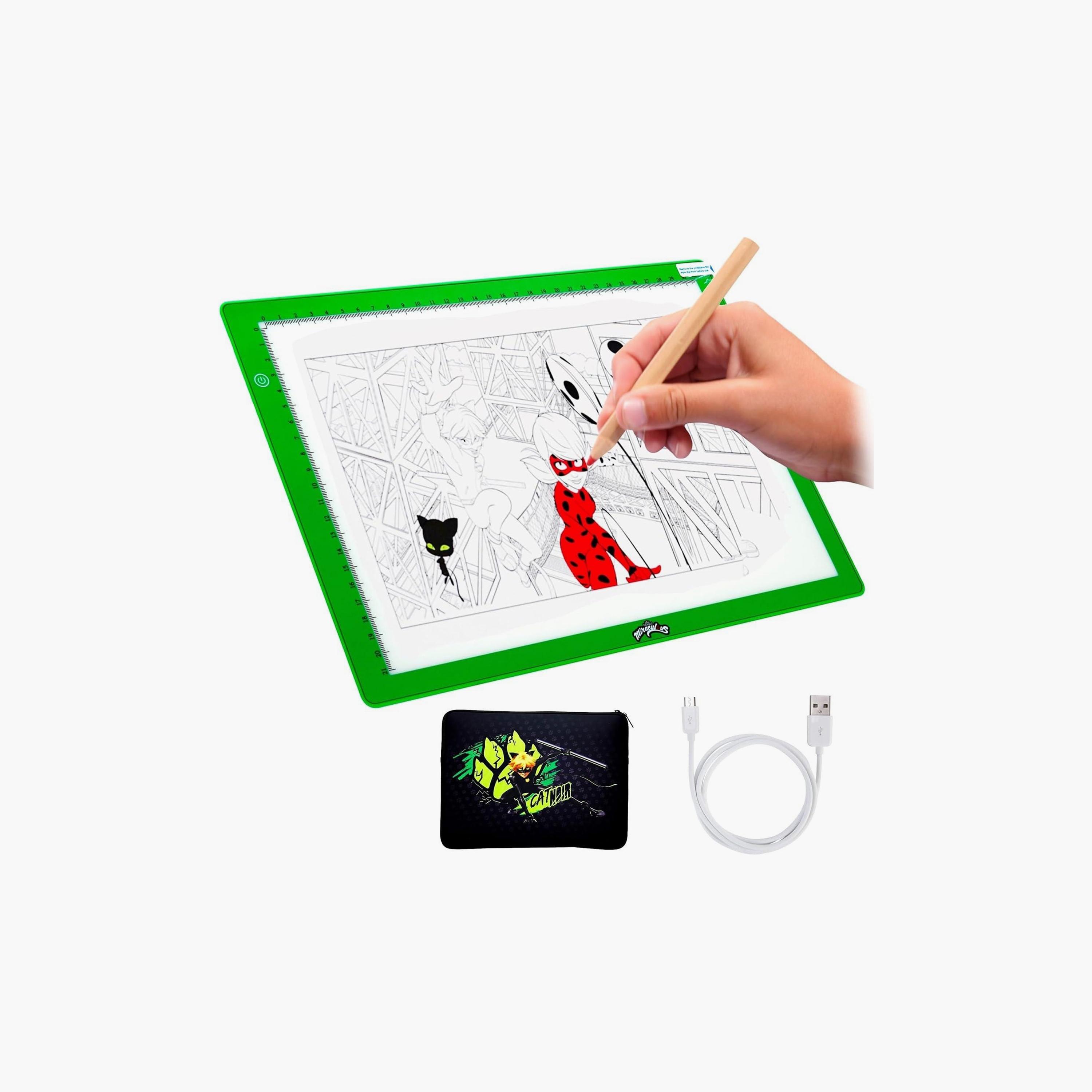 Miraculous Ladybug LED Light Pad Drawing Kit With Neoprene Case - Green-school-artsandcrafts-image-1