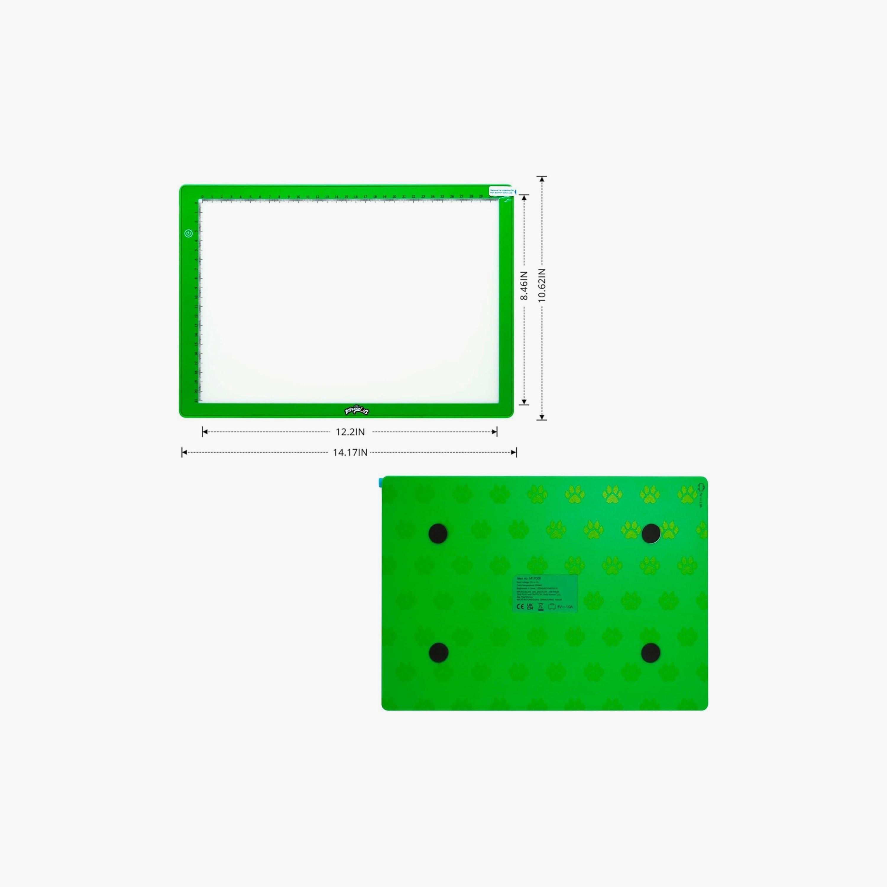 Miraculous Ladybug LED Light Pad Drawing Kit With Neoprene Case - Green-school-artsandcrafts-image-2