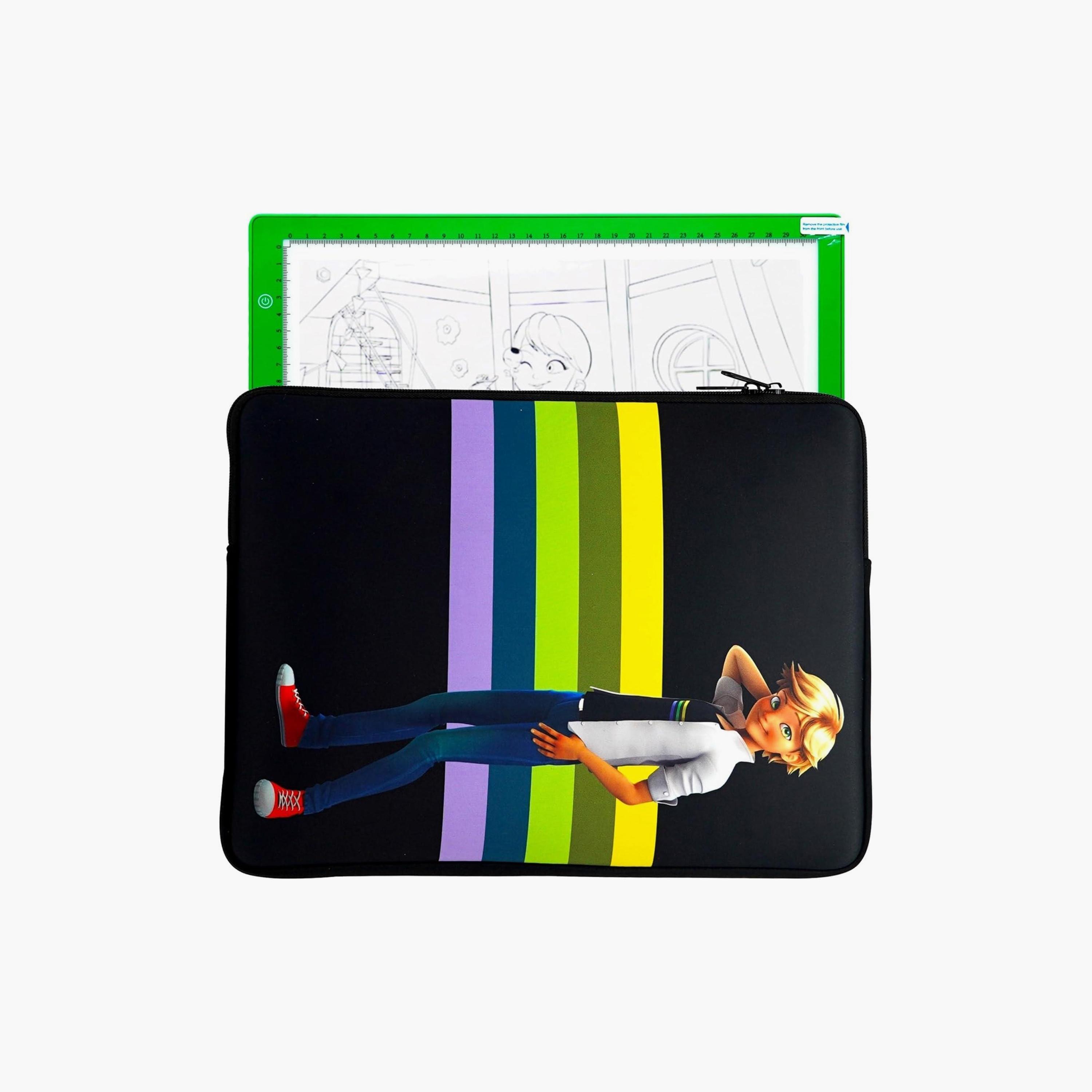Miraculous Ladybug LED Light Pad Drawing Kit With Neoprene Case - Green-school-artsandcrafts-image-4
