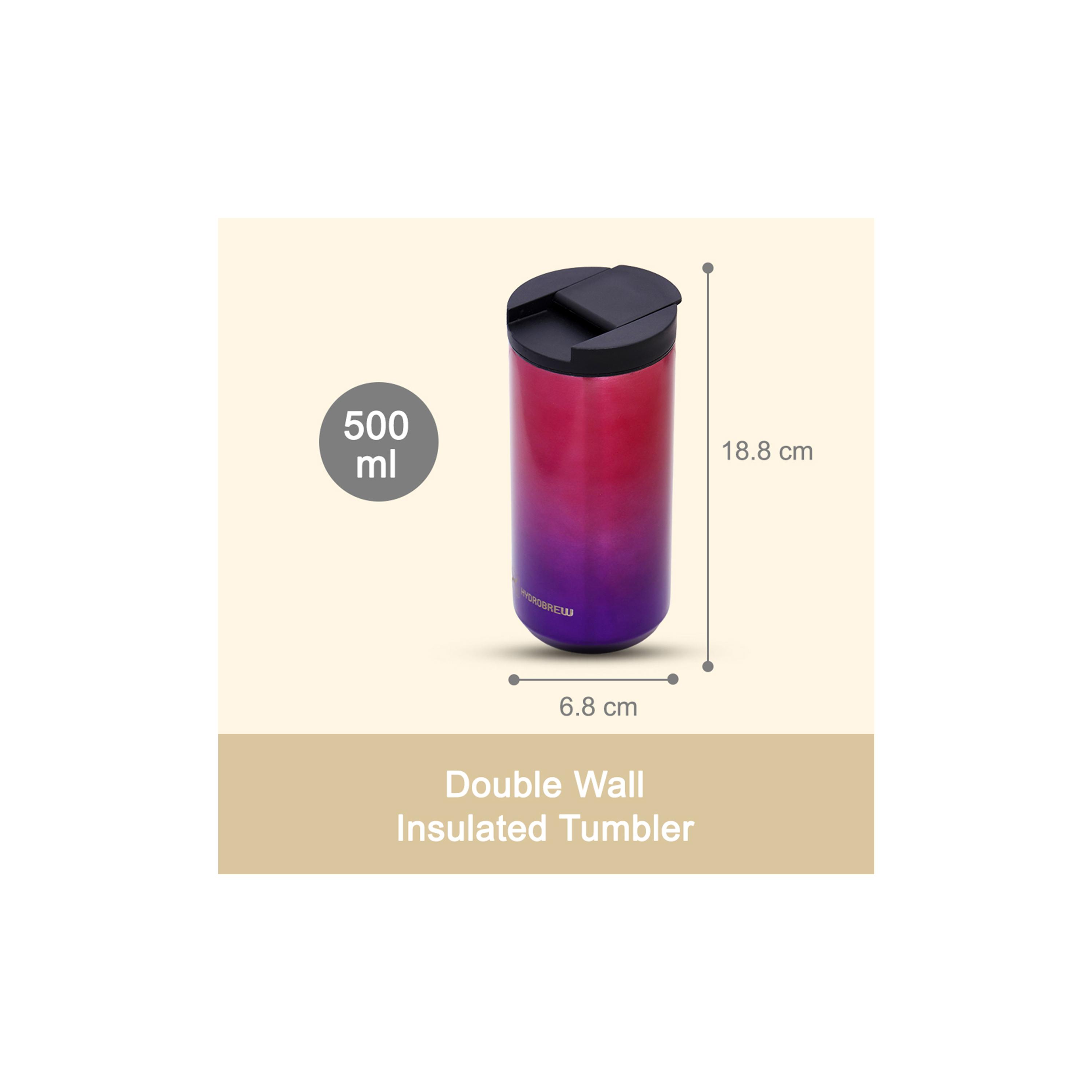 Hydrobrew Double Wall Insulated Tumbler Water Bottle - 500 ml-school-waterbottles-image-6