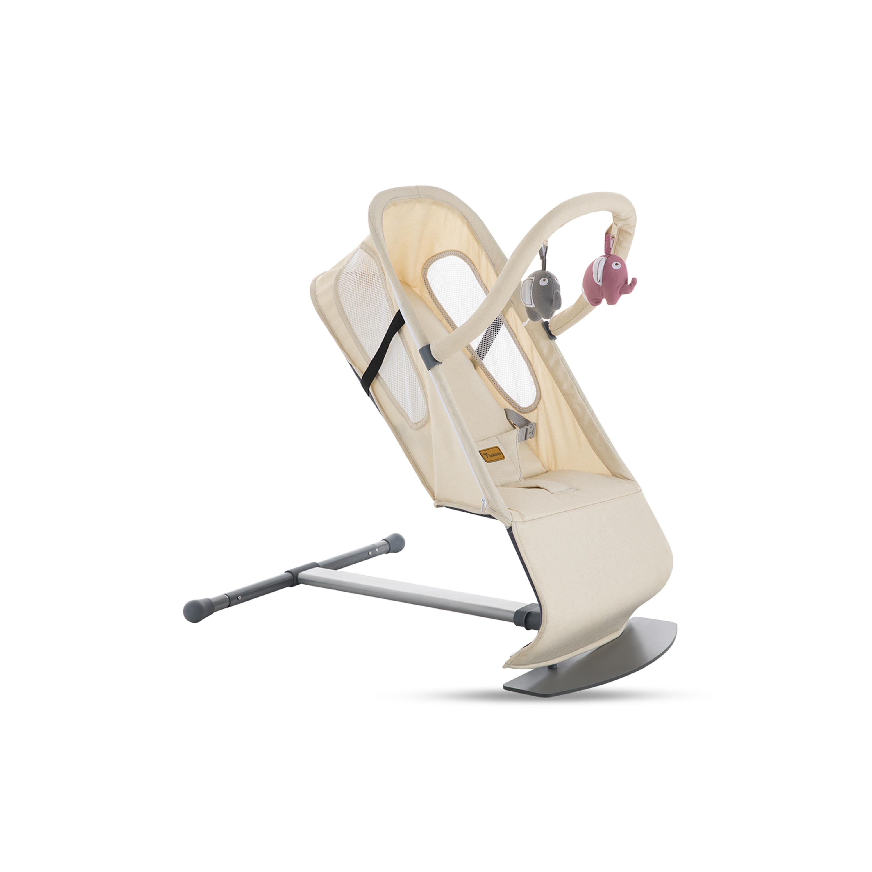 Teknum Baby Bouncer with Grab Toys - Beige-baby-infantactivity-bouncers-image-1