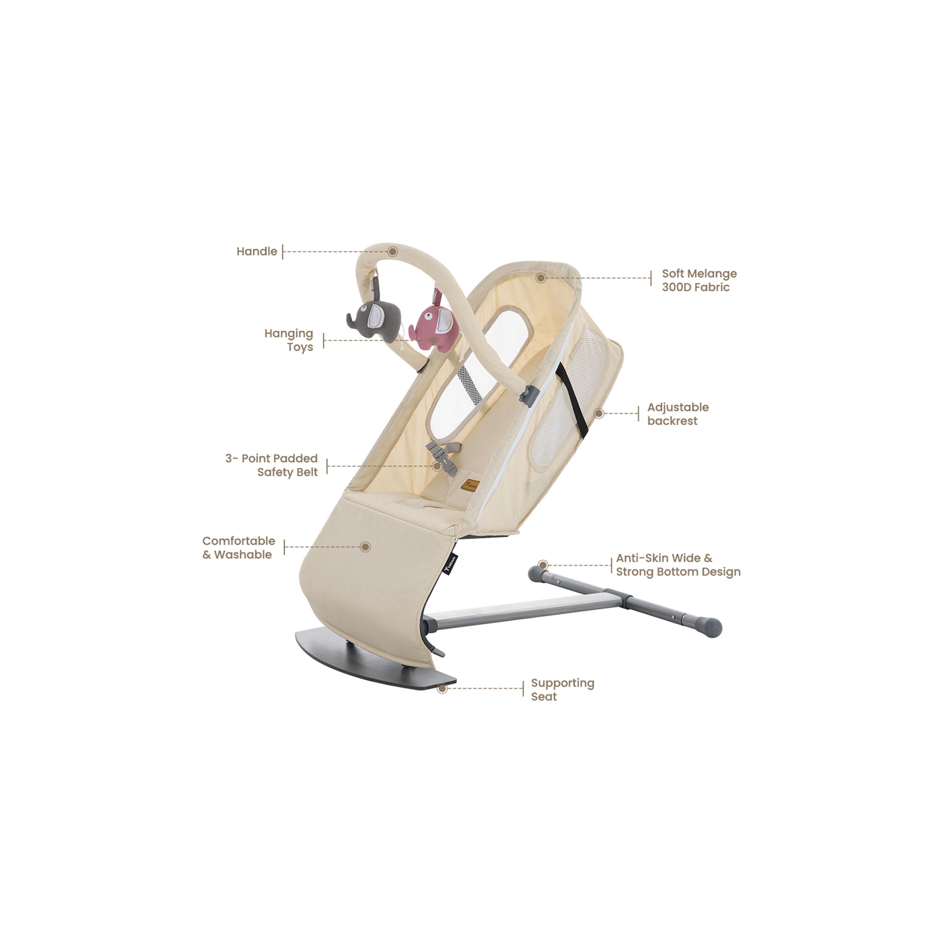 Teknum Baby Bouncer with Grab Toys - Beige-baby-infantactivity-bouncers-image-5