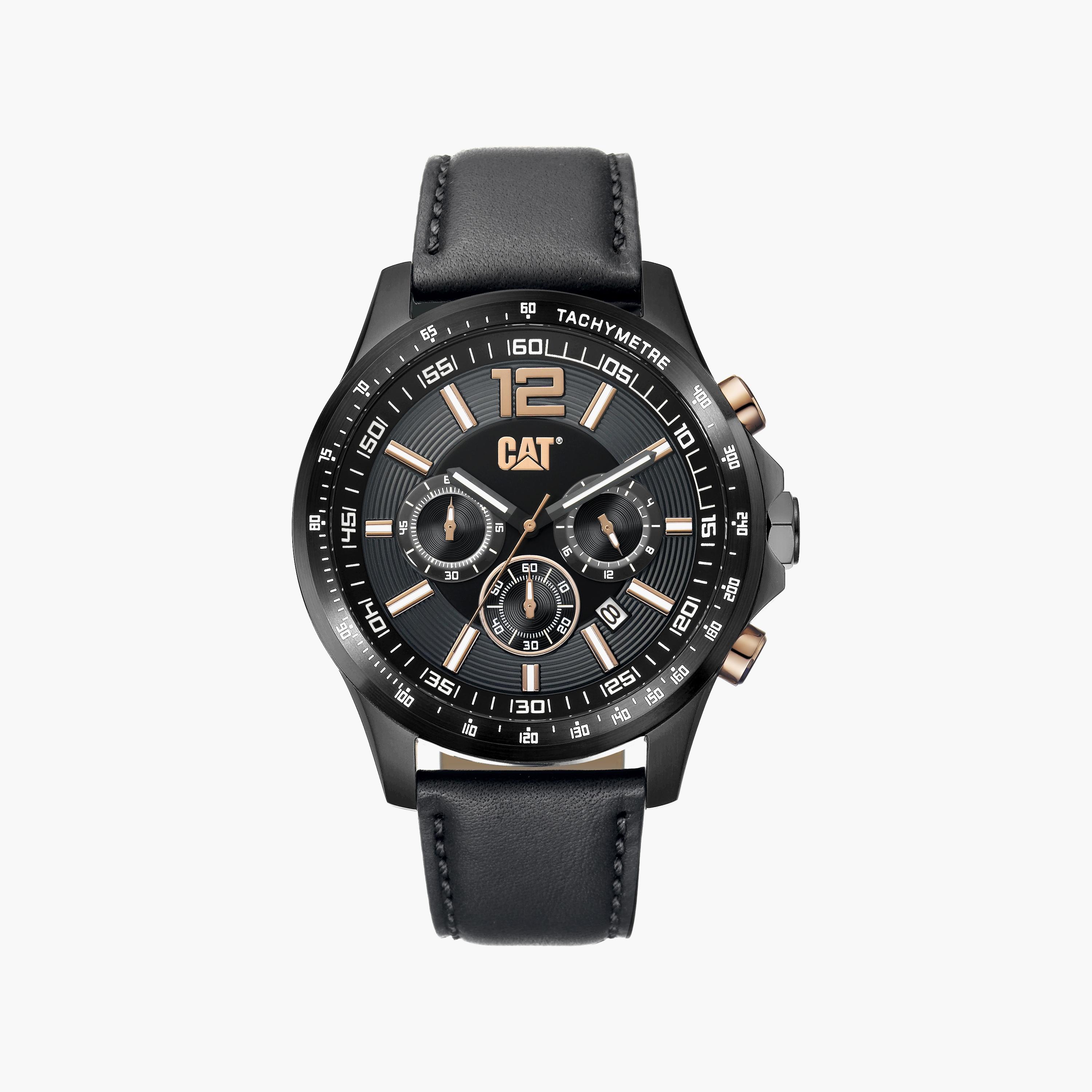 ساعة كرونوغراف من كات للرجال مع 44 مم بلون اسود جلدي | AD16334139-men-watchesandjewellery-watches-image-1