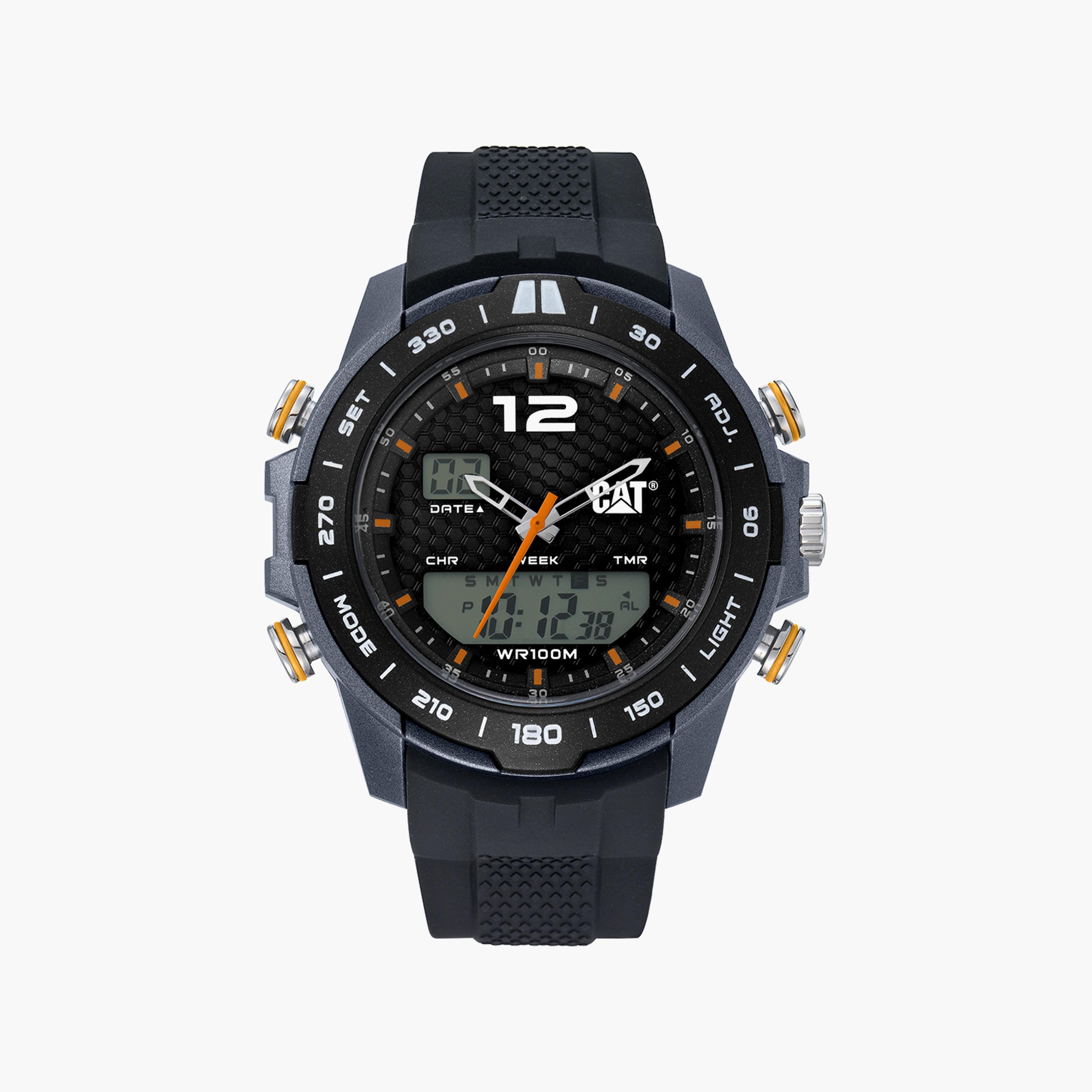 ساعة أنالوج رقمية للرجال مع 43 ملم ذات سيليكون بلون أسود من كات | MH15521138-men-watchesandjewellery-watches-image-1