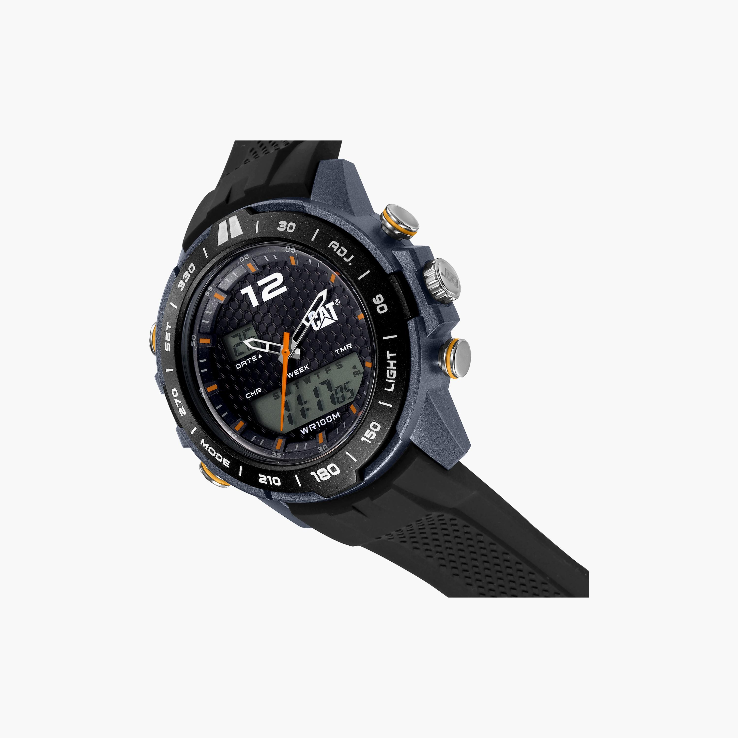 ساعة أنالوج رقمية للرجال مع 43 ملم ذات سيليكون بلون أسود من كات | MH15521138-men-watchesandjewellery-watches-image-2