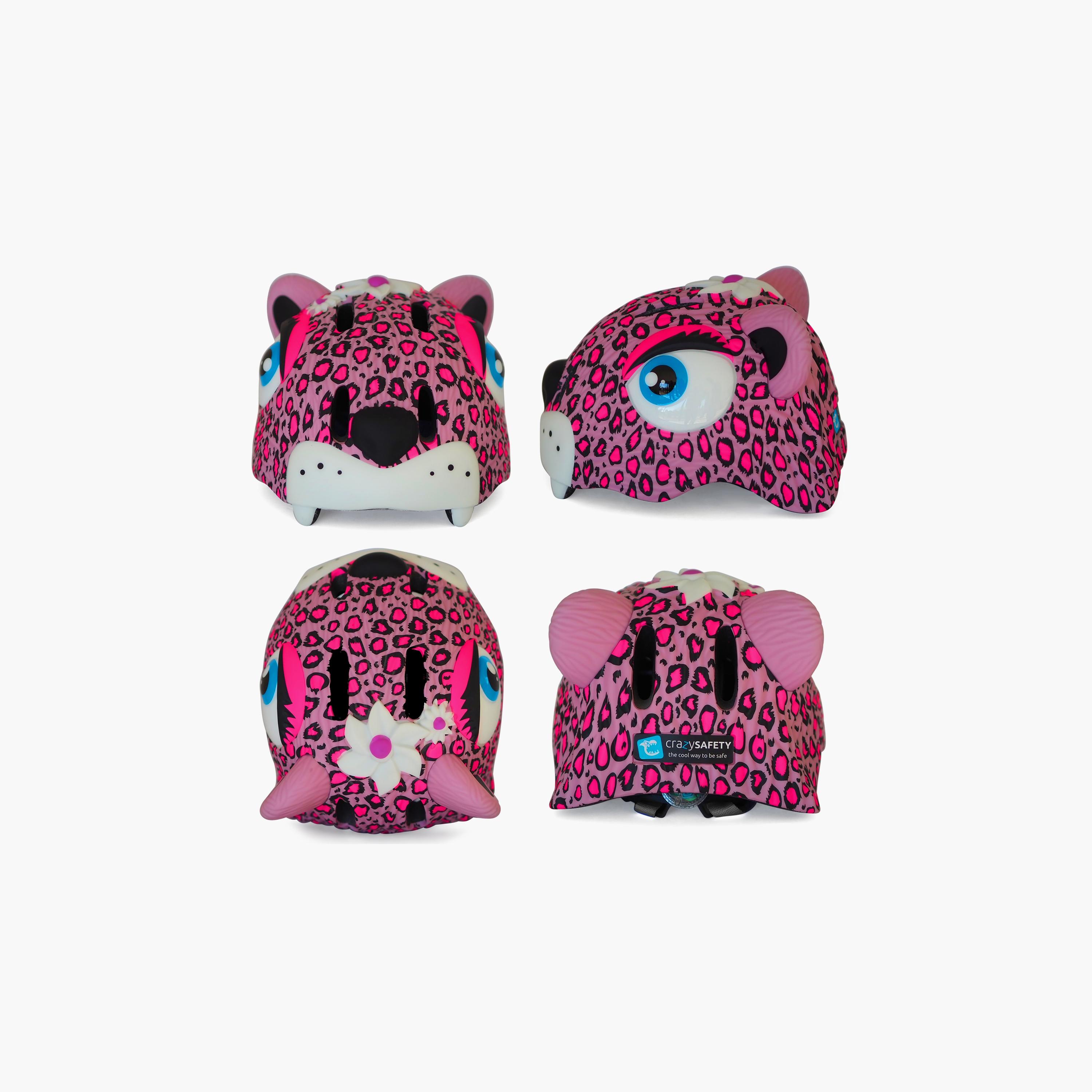 Crazy Safety Adjustable Bicycle Helmet - Leopard - Pink-toys-outdoor-bikesandrideons-bikesafetyaccessories-image-2