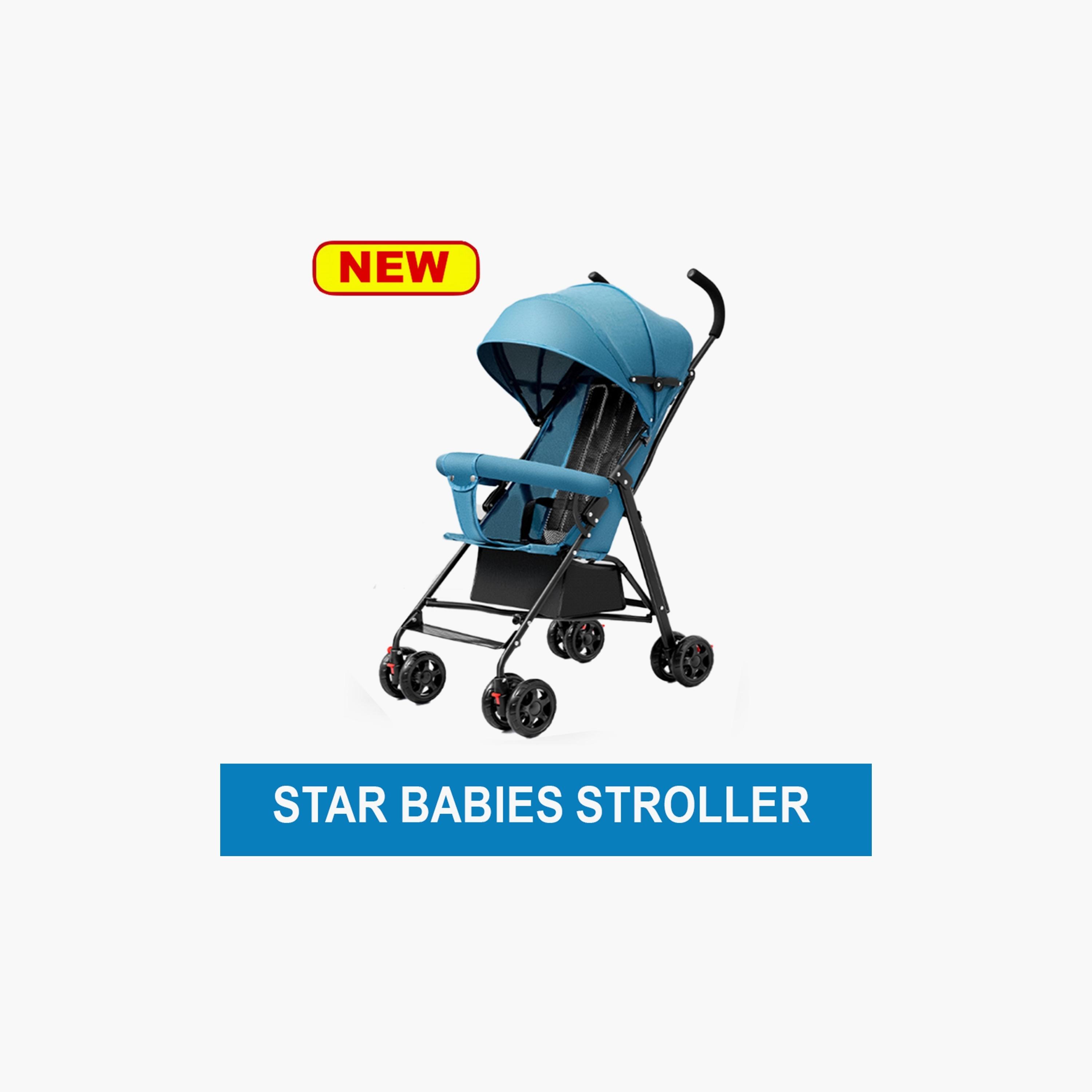 Star Babies Lightweight Foldable & Portable Stroller - 0-4 Years - Blue-baby-gear-strollersandprams-strollers-image-2