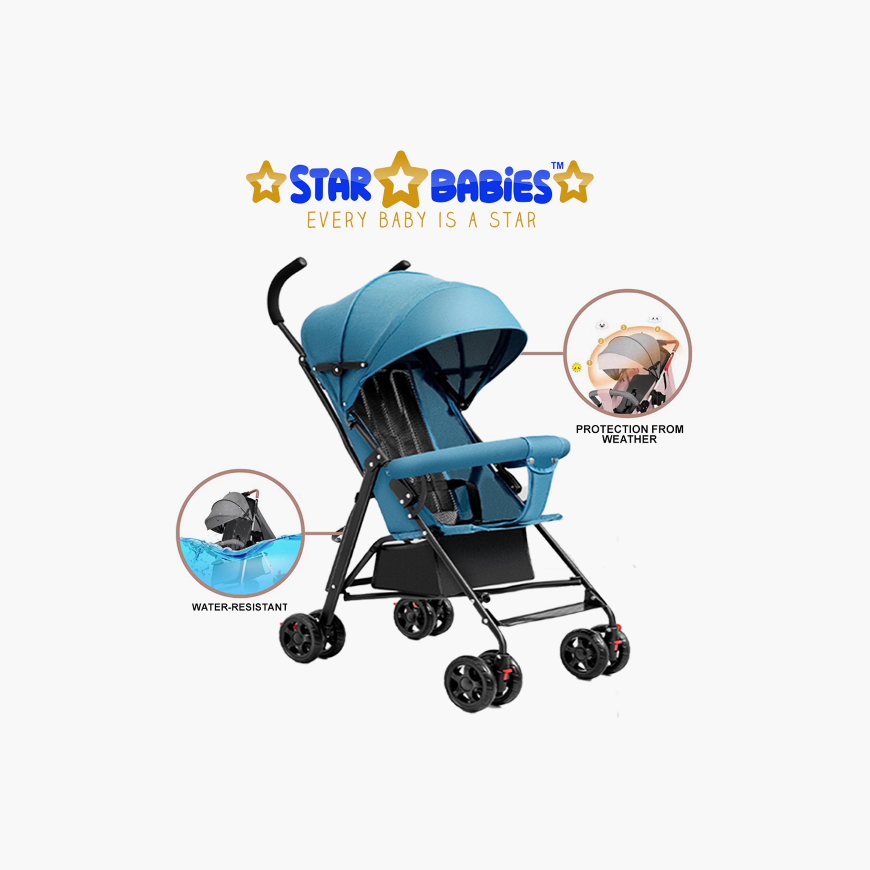 Star Babies Lightweight Foldable & Portable Stroller - 0-4 Years - Blue-baby-gear-strollersandprams-strollers-image-5
