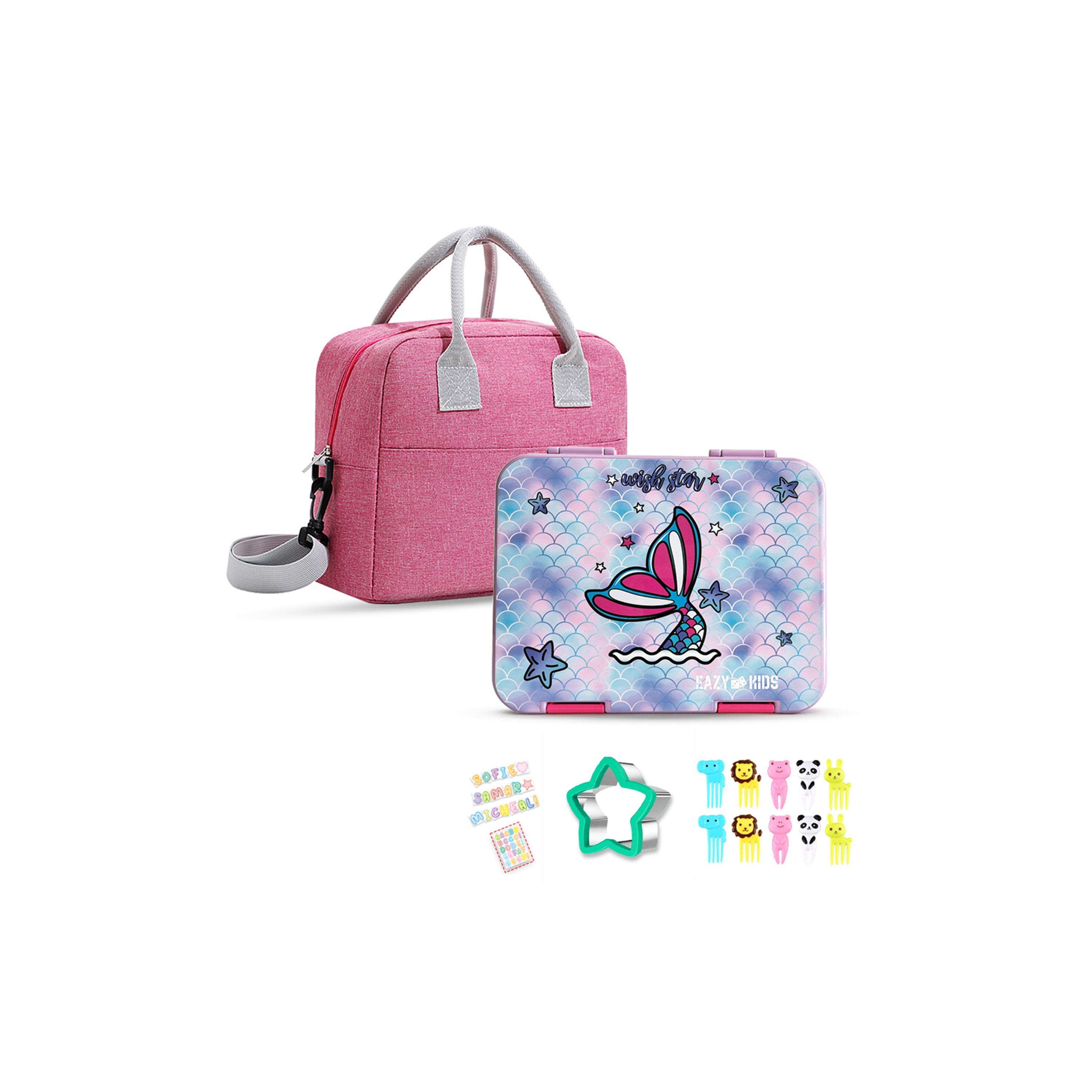Eazy Kids 6 & 4 Convertible Bento Lunch Box Set - Mermaid -  Purple-school-lunchessentials-lunchboxes-image-1