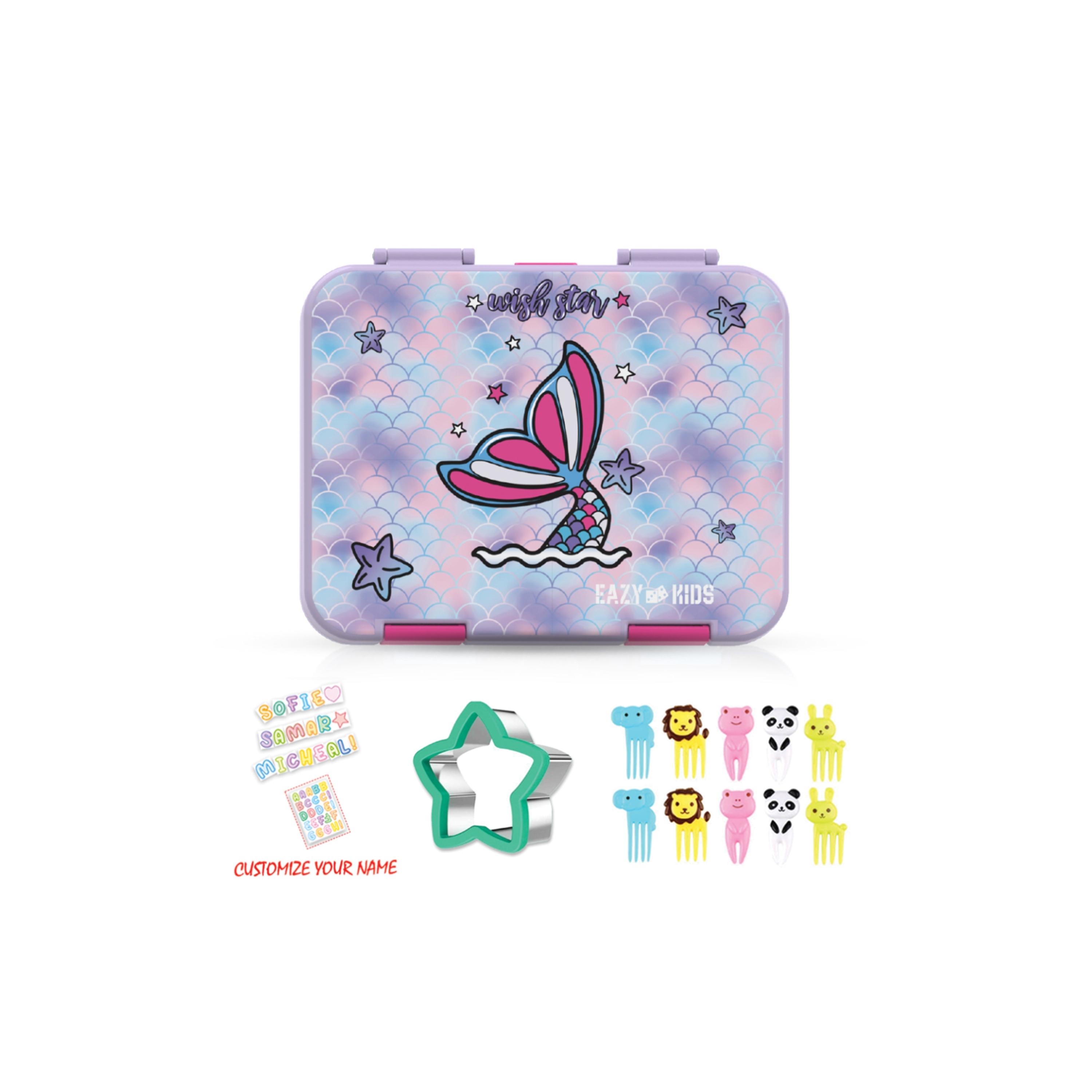 Eazy Kids 6 & 4 Convertible Bento Lunch Box Set - Mermaid -  Purple-school-lunchessentials-lunchboxes-image-2