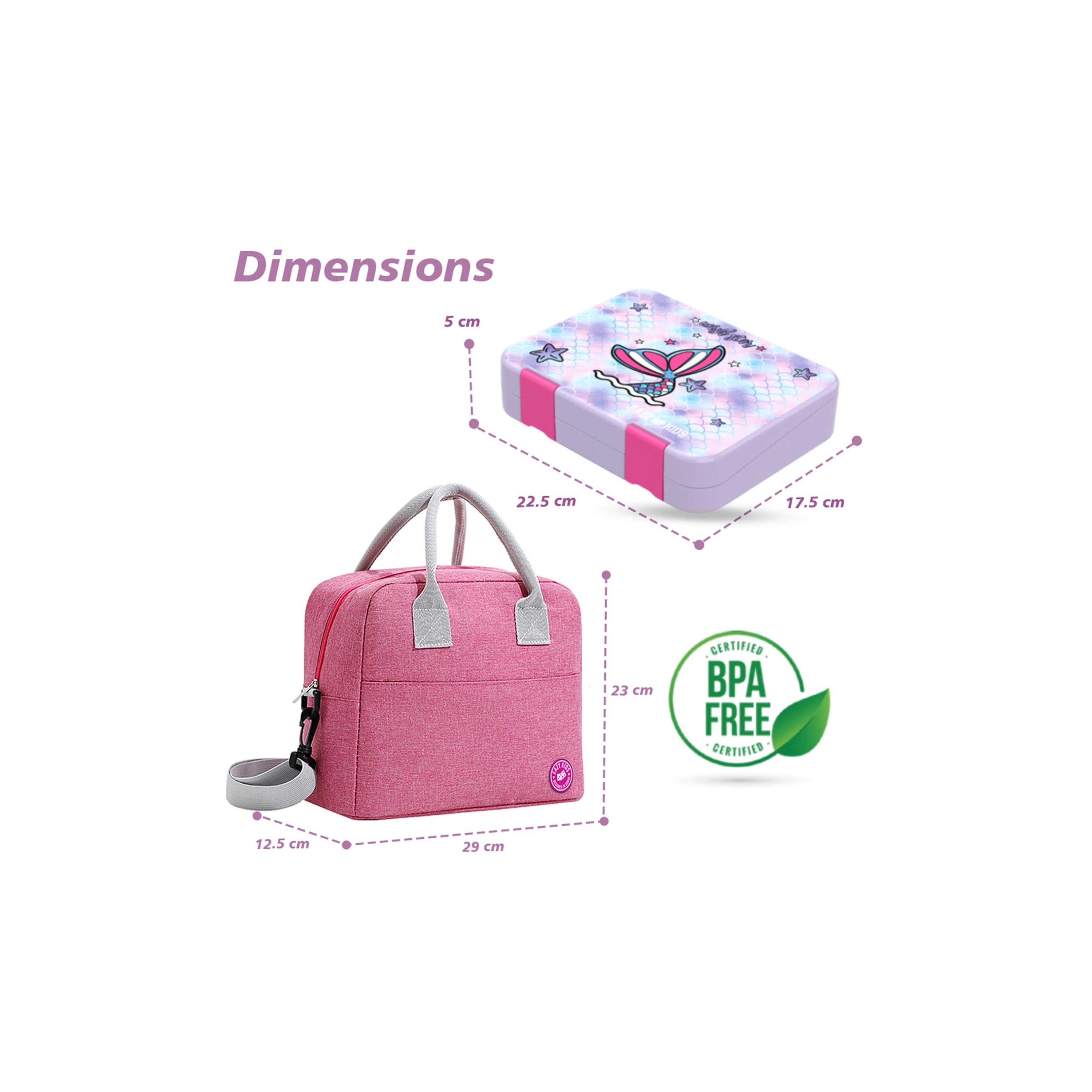Eazy Kids 6 & 4 Convertible Bento Lunch Box Set - Mermaid -  Purple-school-lunchessentials-lunchboxes-image-9