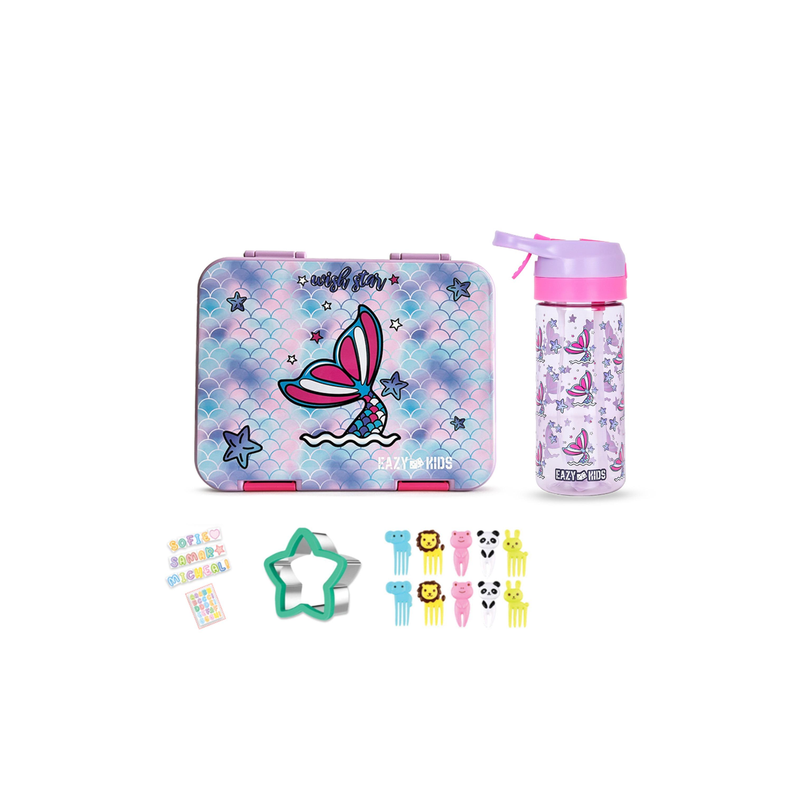 Eazy Kids 6 & 4 Convertible Bento Lunch Box Set - Mermaid - Purple-school-lunchessentials-lunchboxes-image-1