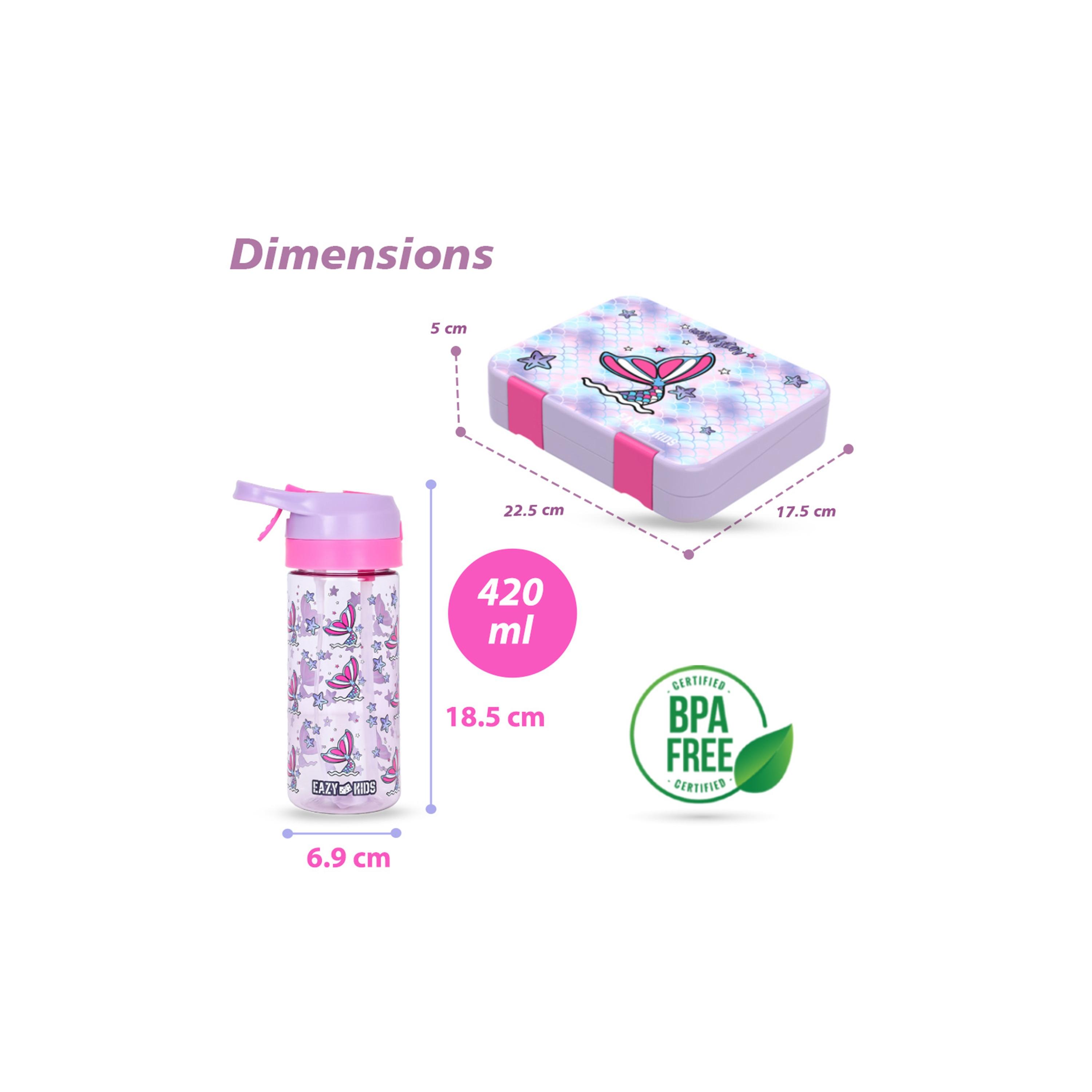 Eazy Kids 6 & 4 Convertible Bento Lunch Box Set - Mermaid - Purple-school-lunchessentials-lunchboxes-image-4