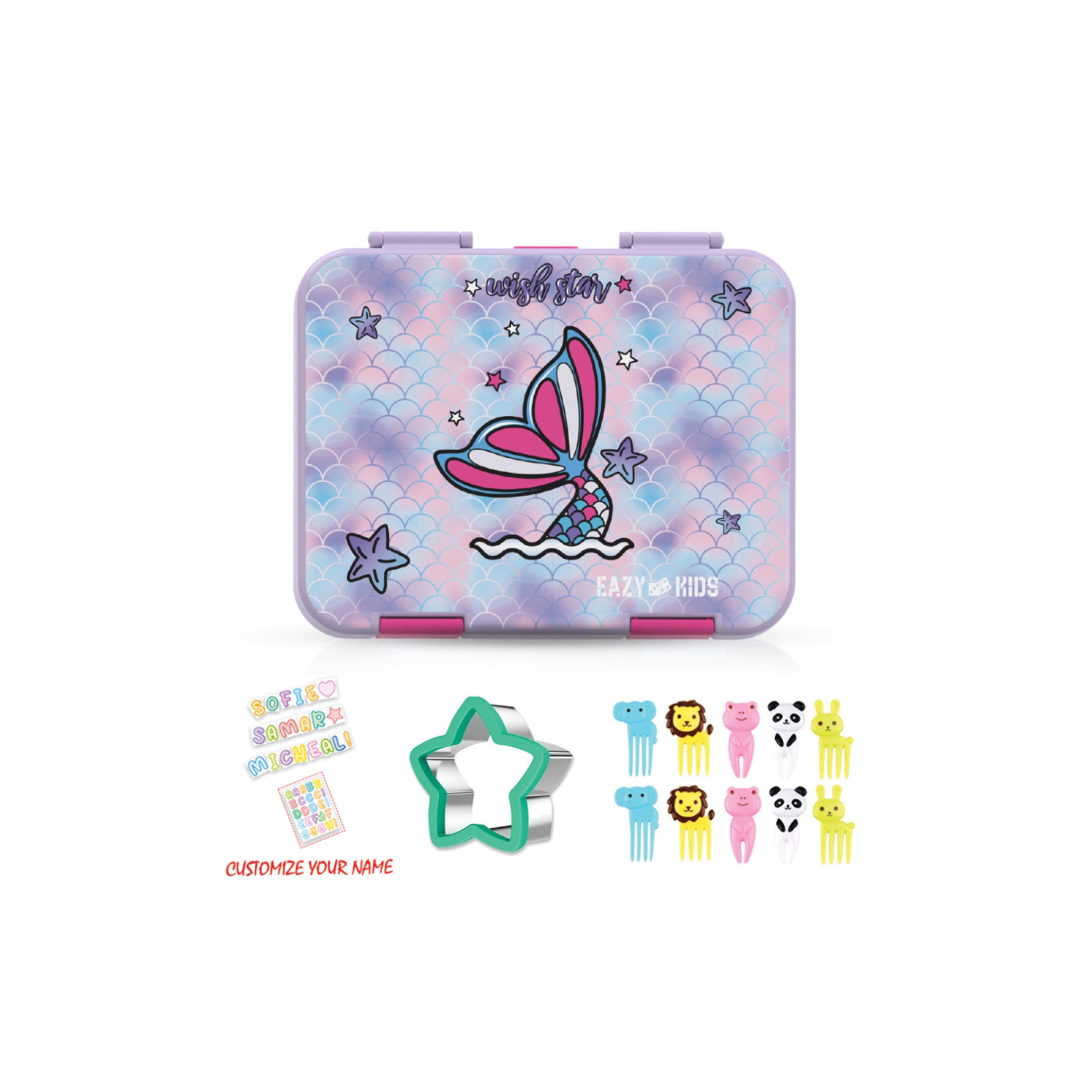 Eazy Kids 6 & 4 Convertible Bento Lunch Box Set - Mermaid - Purple-school-lunchessentials-lunchboxes-image-5