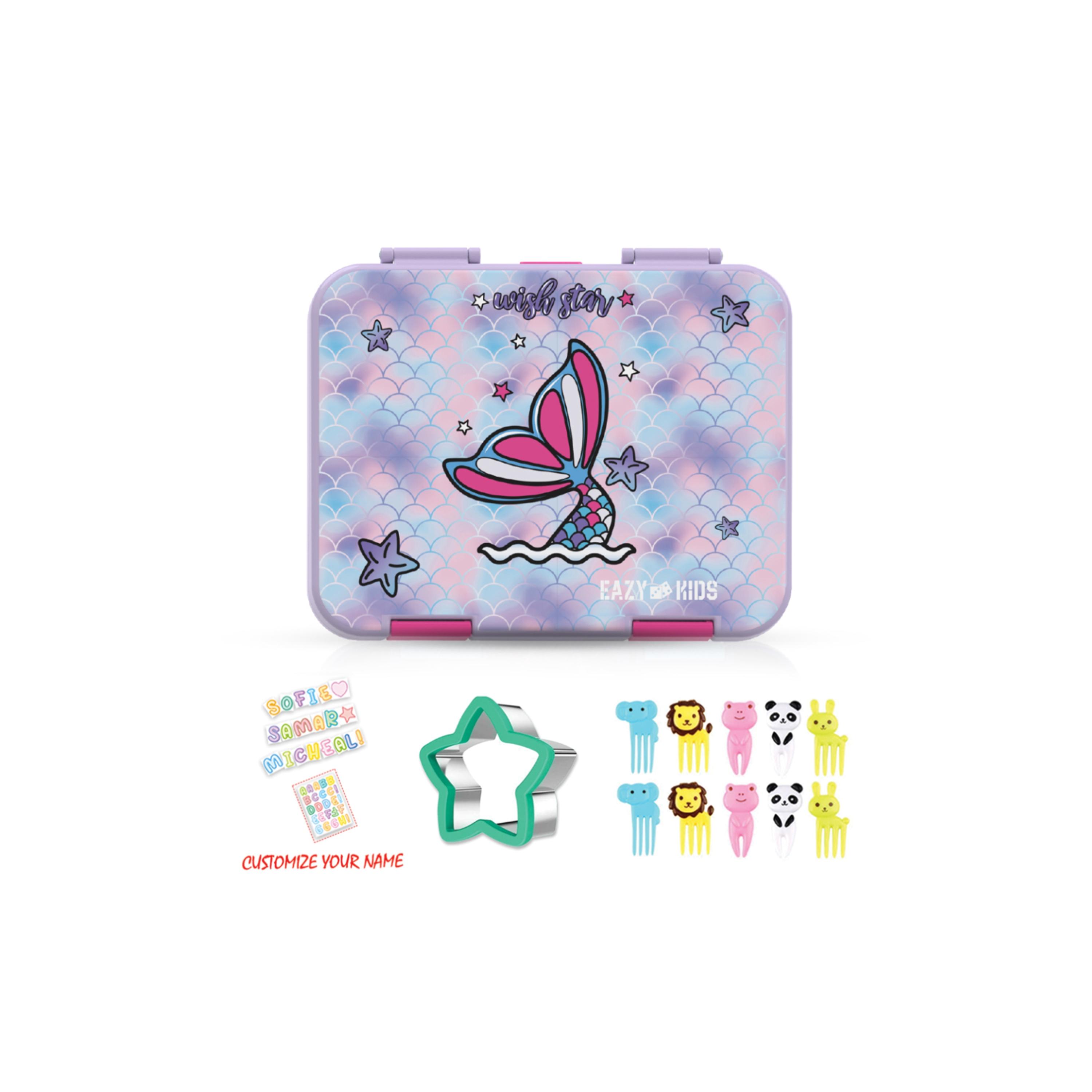 Eazy Kids Set of 5 Mermaid Printed Trolley School Bag Set - Purple - 18 Inch-school-bagsandbackpacks-sets-image-11