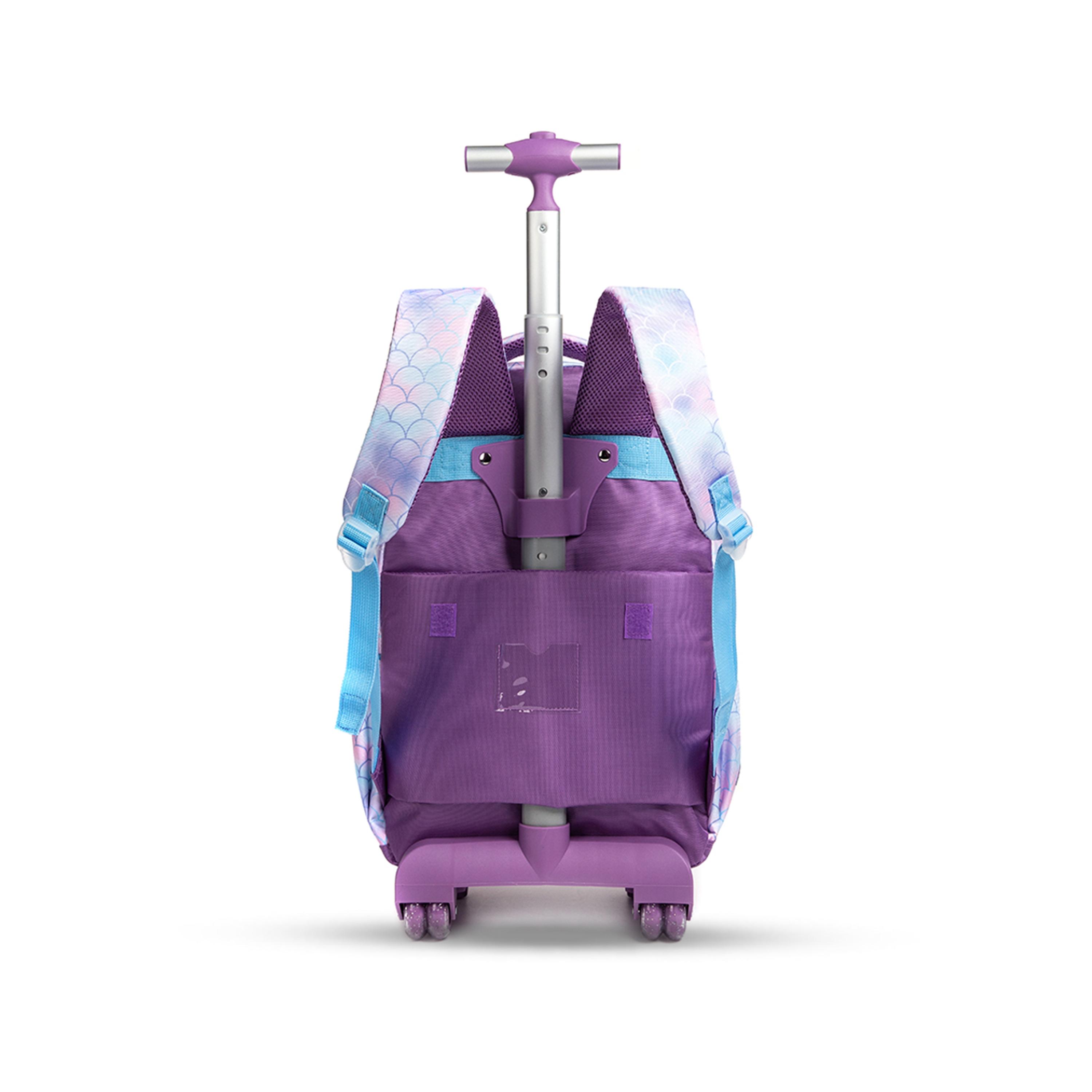 Eazy Kids Set of 5 Mermaid Printed Trolley School Bag Set - Purple - 18 Inch-school-bagsandbackpacks-sets-image-17