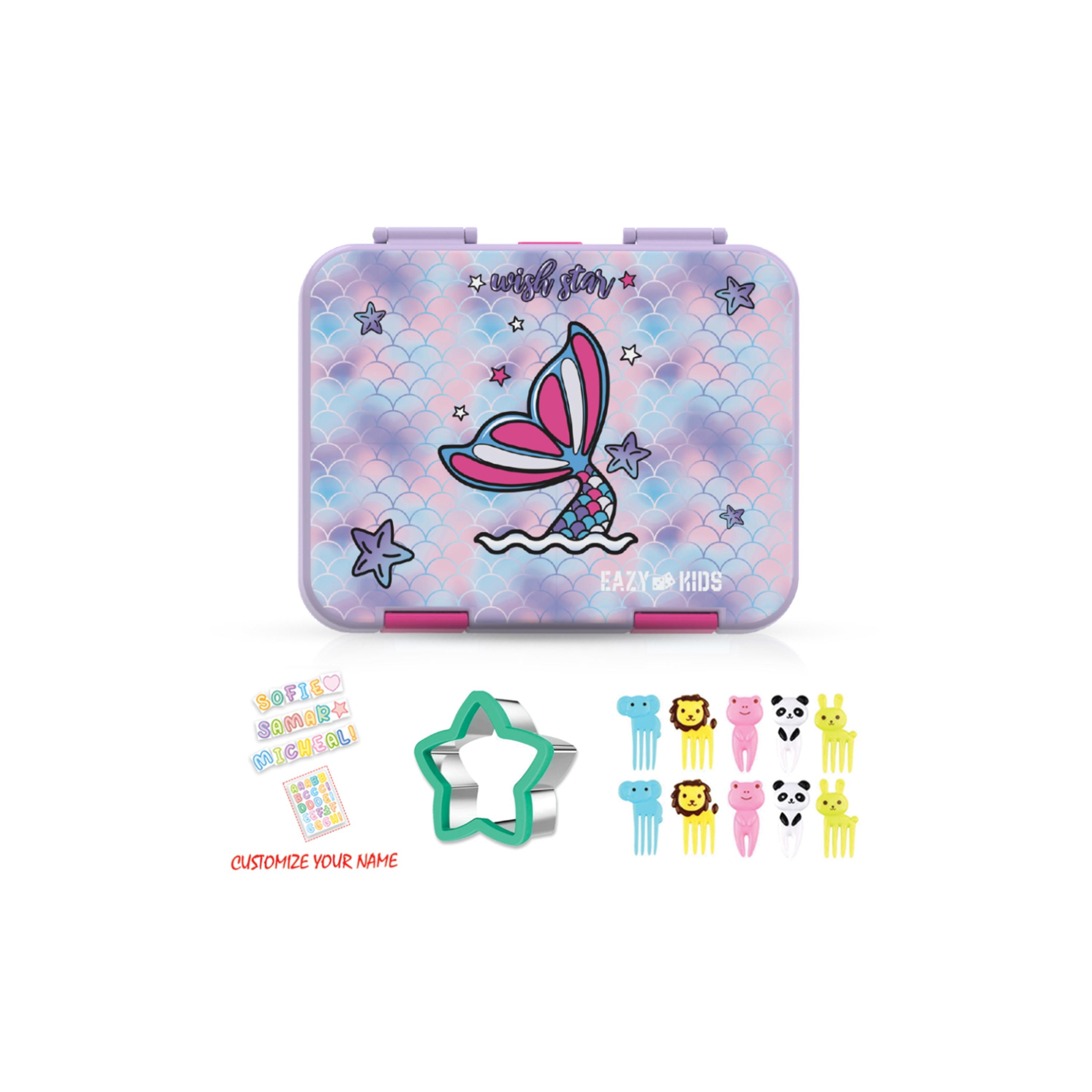 Eazy Kids Set of 4 Mermaid Printed Trolley School Bag Set - Purple - 18 Inch-school-bagsandbackpacks-sets-image-3