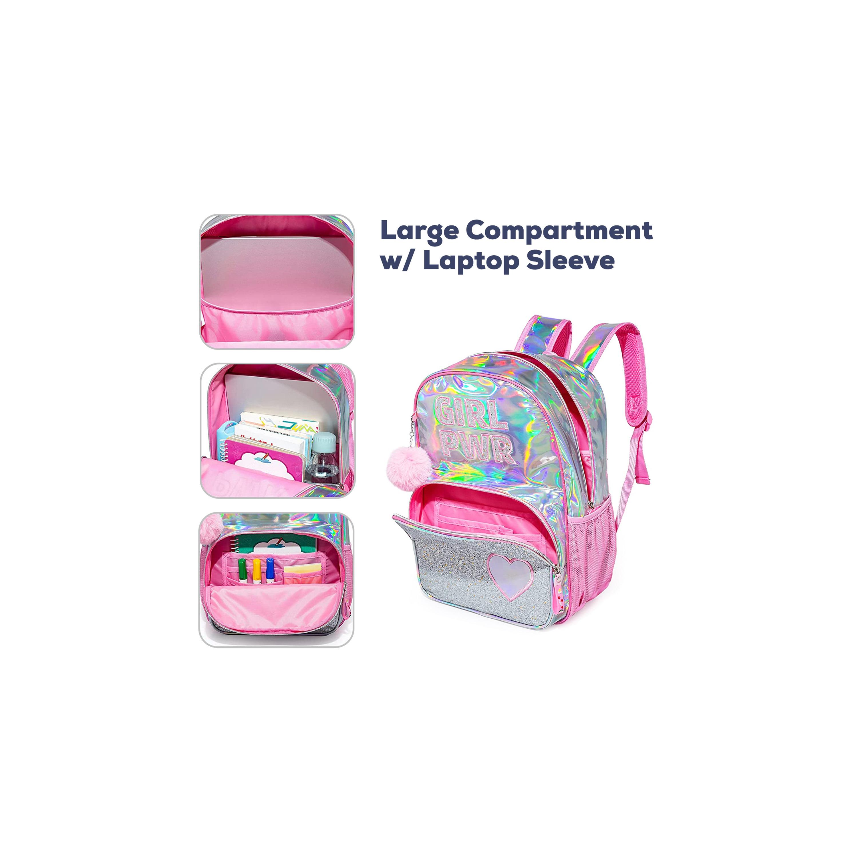 Eazy Kids Set of 5 Girl Things Printed School Bag Set - Pink - 18 Inch-school-bagsandbackpacks-sets-image-10