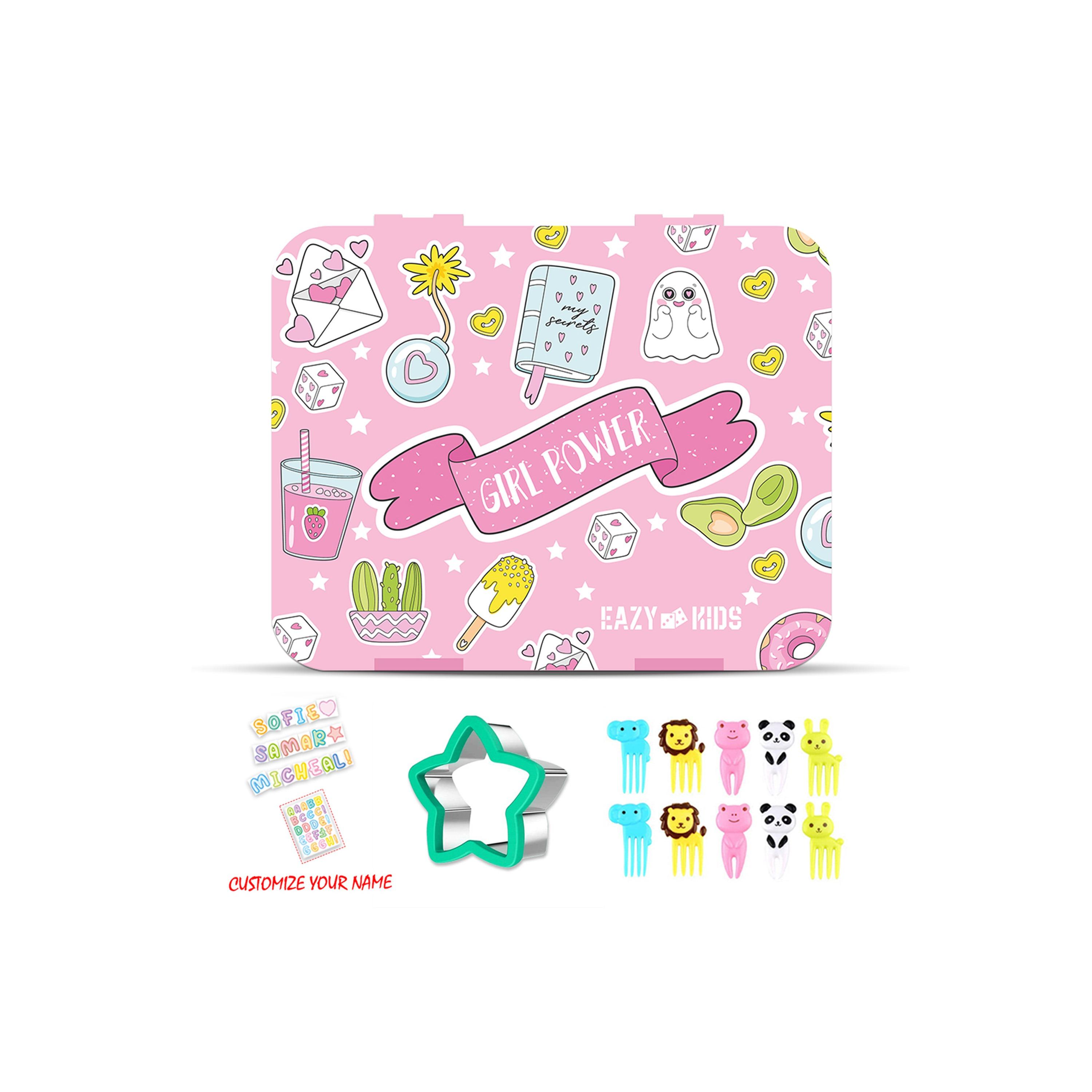 Eazy Kids Set of 5 Girl Things Printed School Bag Set - Pink - 18 Inch-school-bagsandbackpacks-sets-image-12