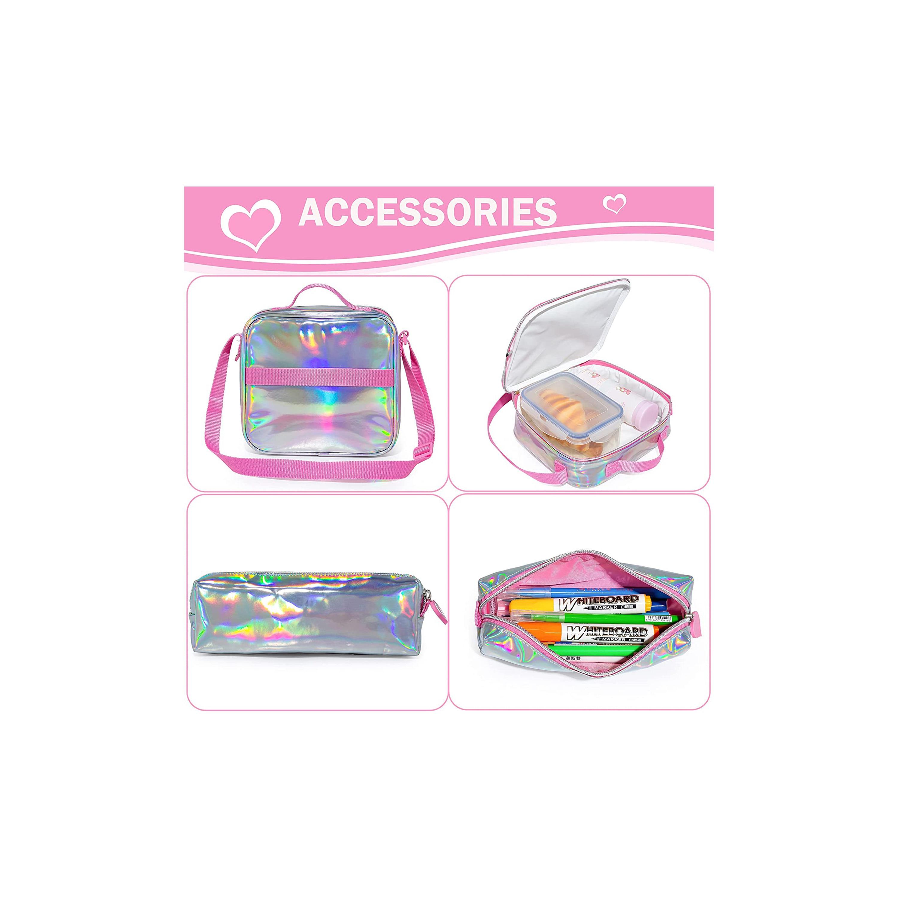 Eazy Kids Set of 5 Girl Things Printed School Bag Set - Pink - 18 Inch-school-bagsandbackpacks-sets-image-15