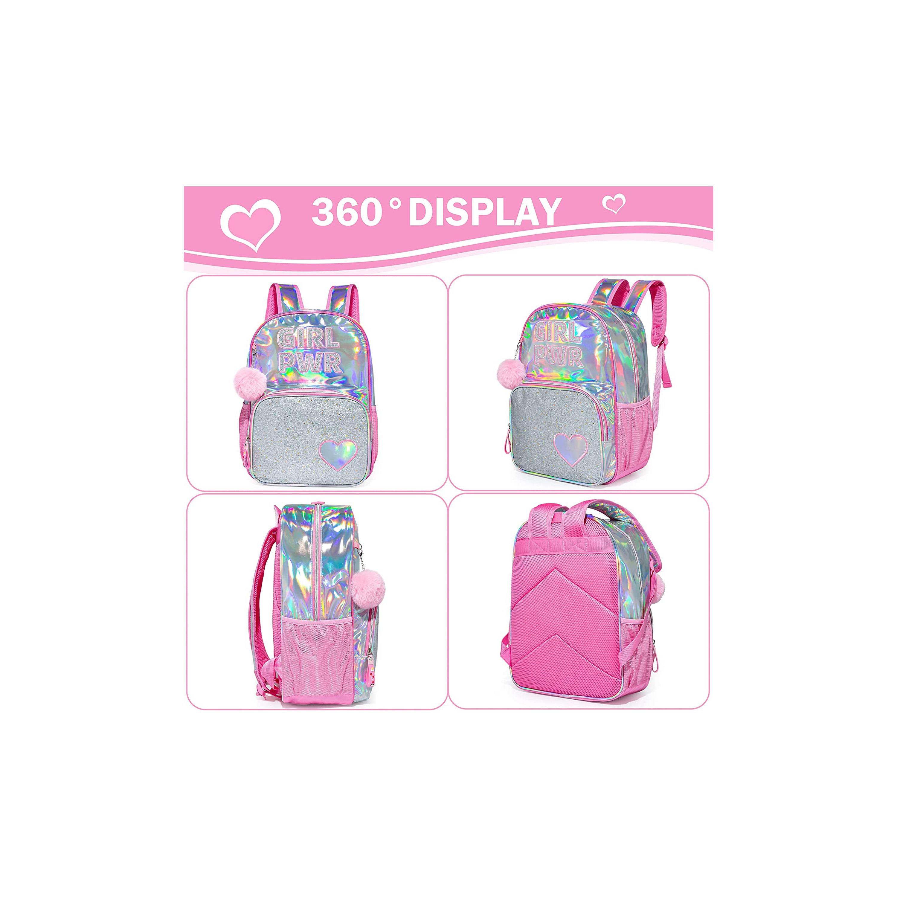 Eazy Kids Set of 5 Girl Things Printed School Bag Set - Pink - 18 Inch-school-bagsandbackpacks-sets-image-16