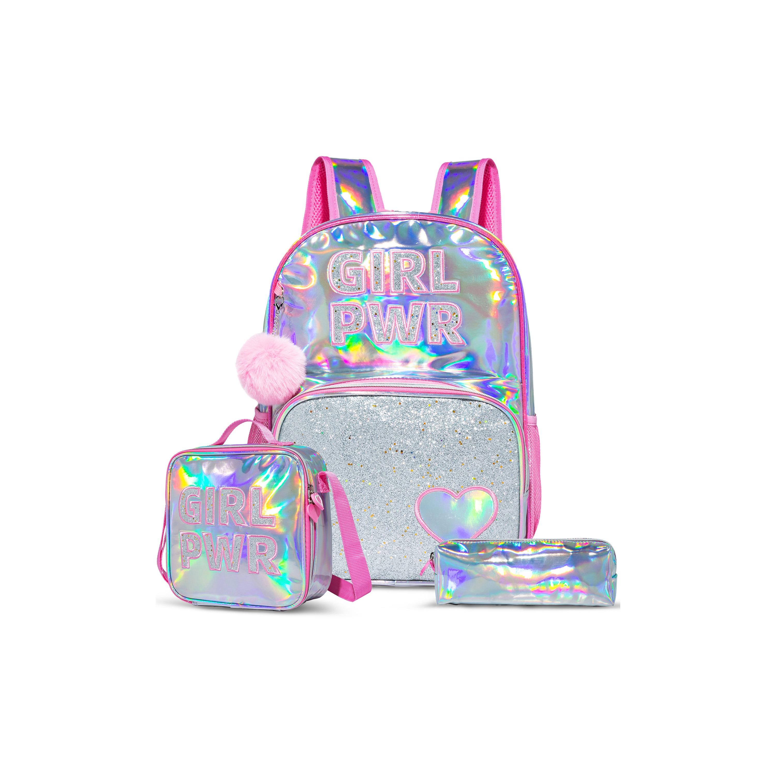 Eazy Kids Set of 5 Girl Things Printed School Bag Set - Pink - 18 Inch-school-bagsandbackpacks-sets-image-4