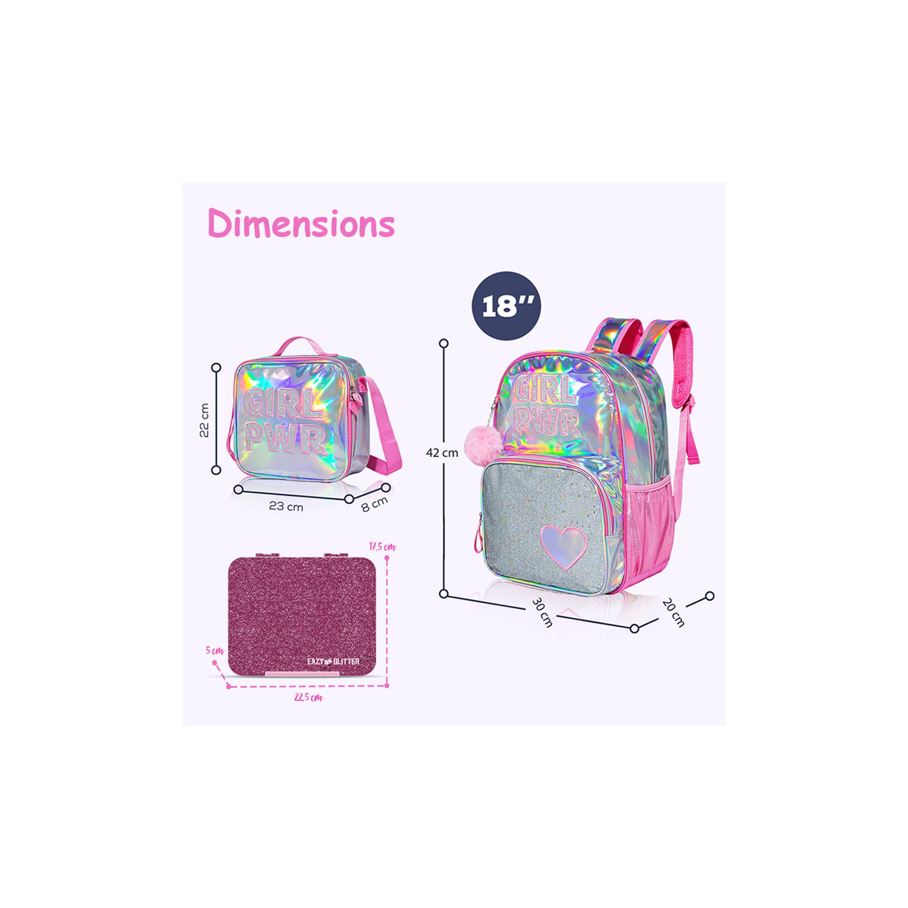 Eazy Kids Set of 4 Girl Power Printed School Bag Set - 18 Inch-school-bagsandbackpacks-sets-image-10