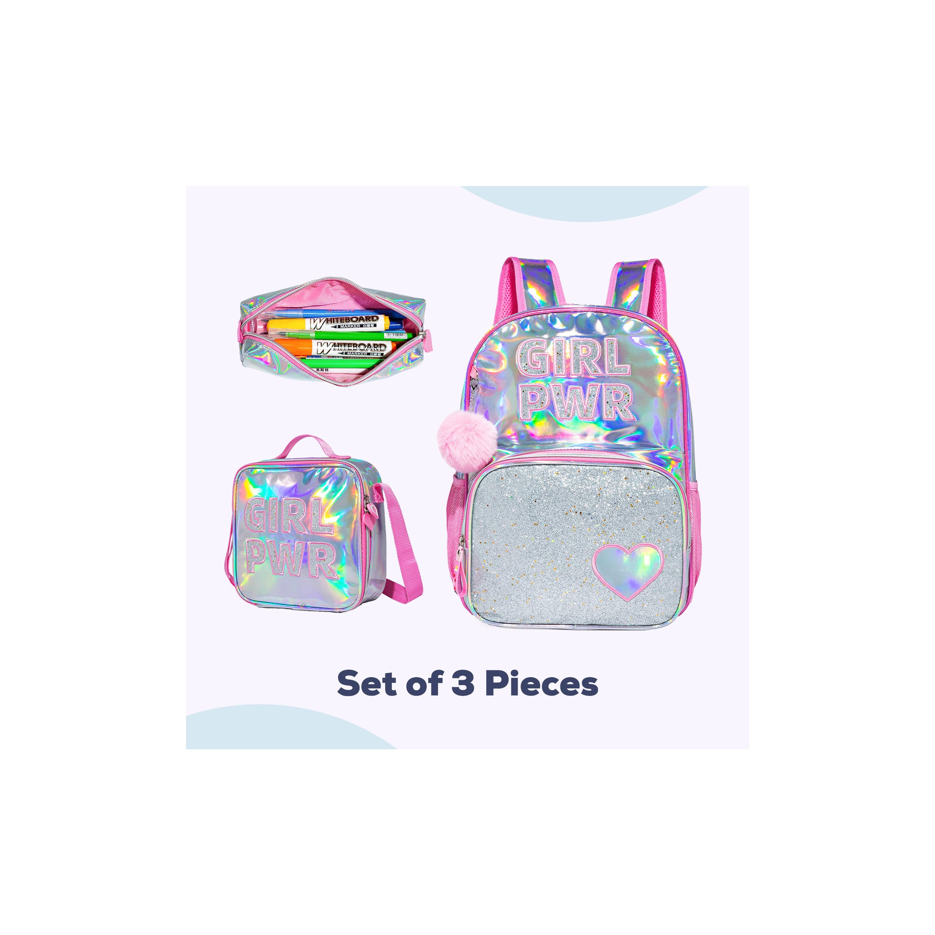 Eazy Kids Set of 4 Girl Power Printed School Bag Set - 18 Inch-school-bagsandbackpacks-sets-image-16