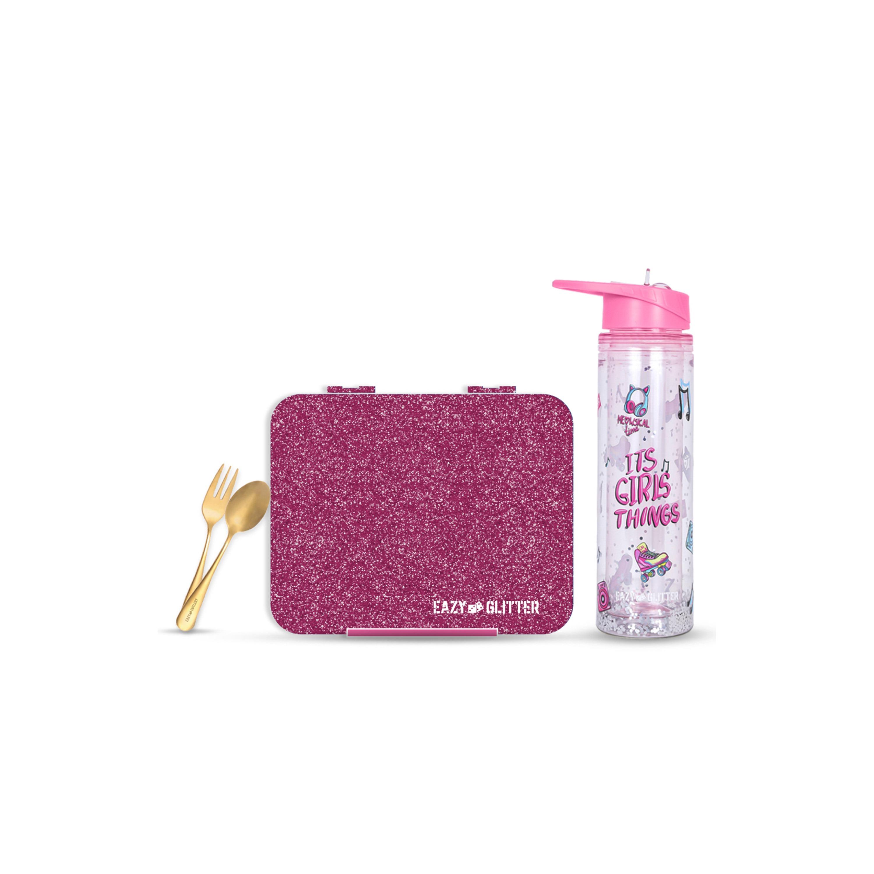Eazy Kids 6 & 4 Convertible Bento Lunch Box Set - Glitter-school-lunchessentials-lunchboxes-image-1