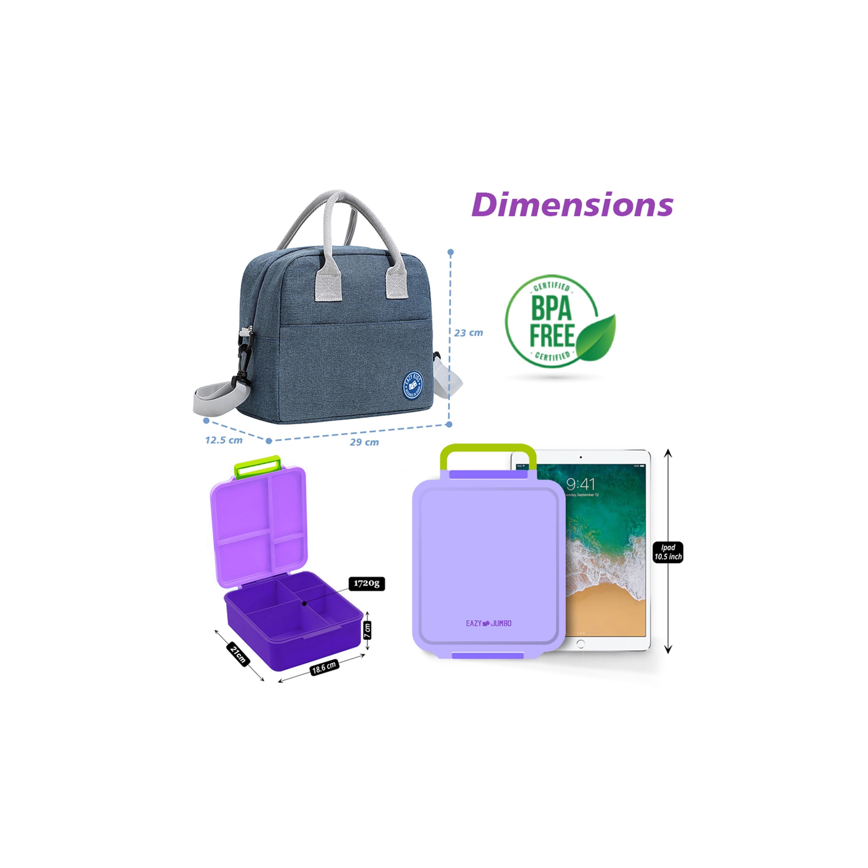 صندوق غداء بينتو جامبو مع حقيبة غداء وترمس وبرطمان غمس من إيزي كيدز-school-lunchessentials-lunchboxes-image-9
