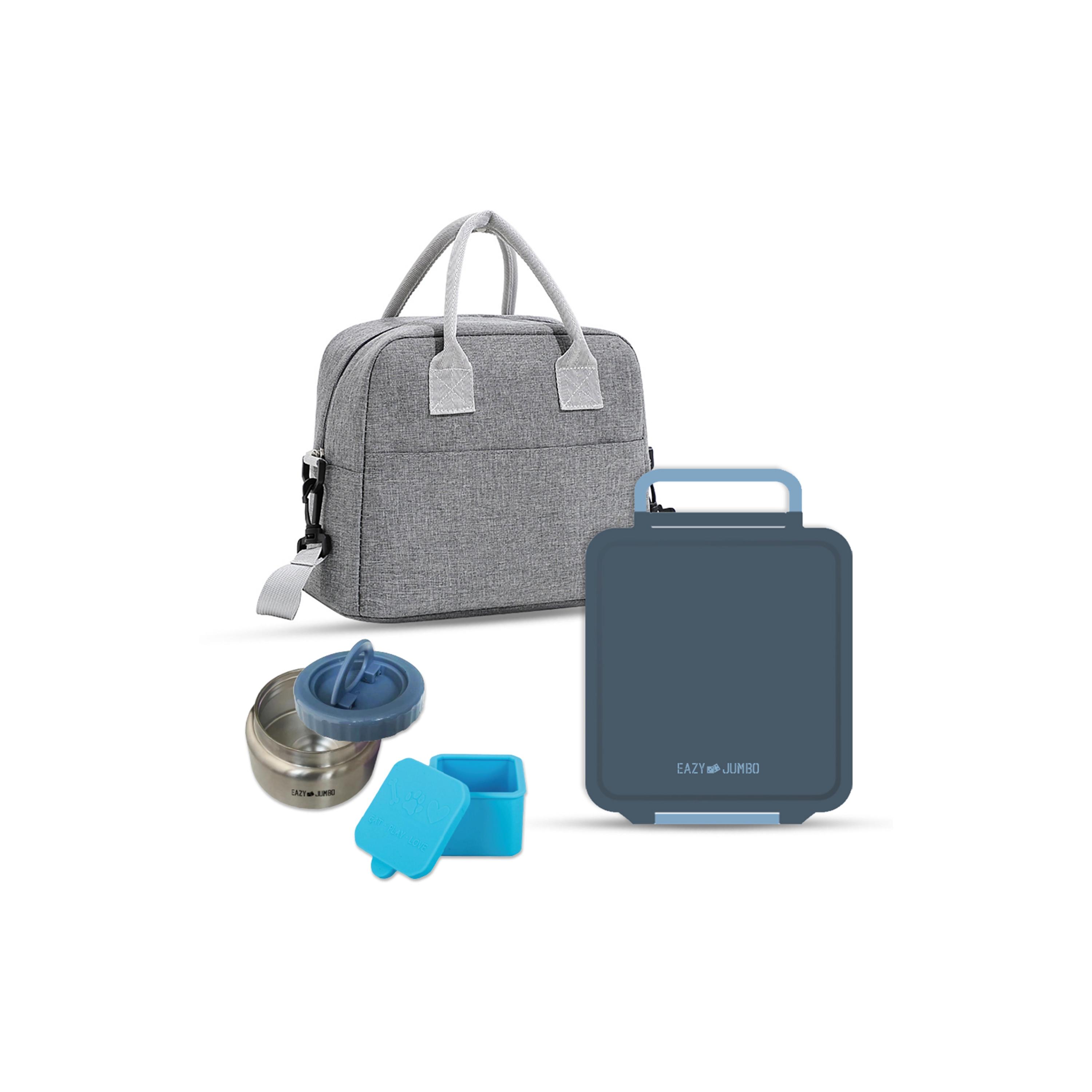 صندوق غداء بينتو جامبو مع حقيبة غداء وترمس وبرطمان غمس من إيزي كيدز-school-lunchessentials-lunchboxes-image-1