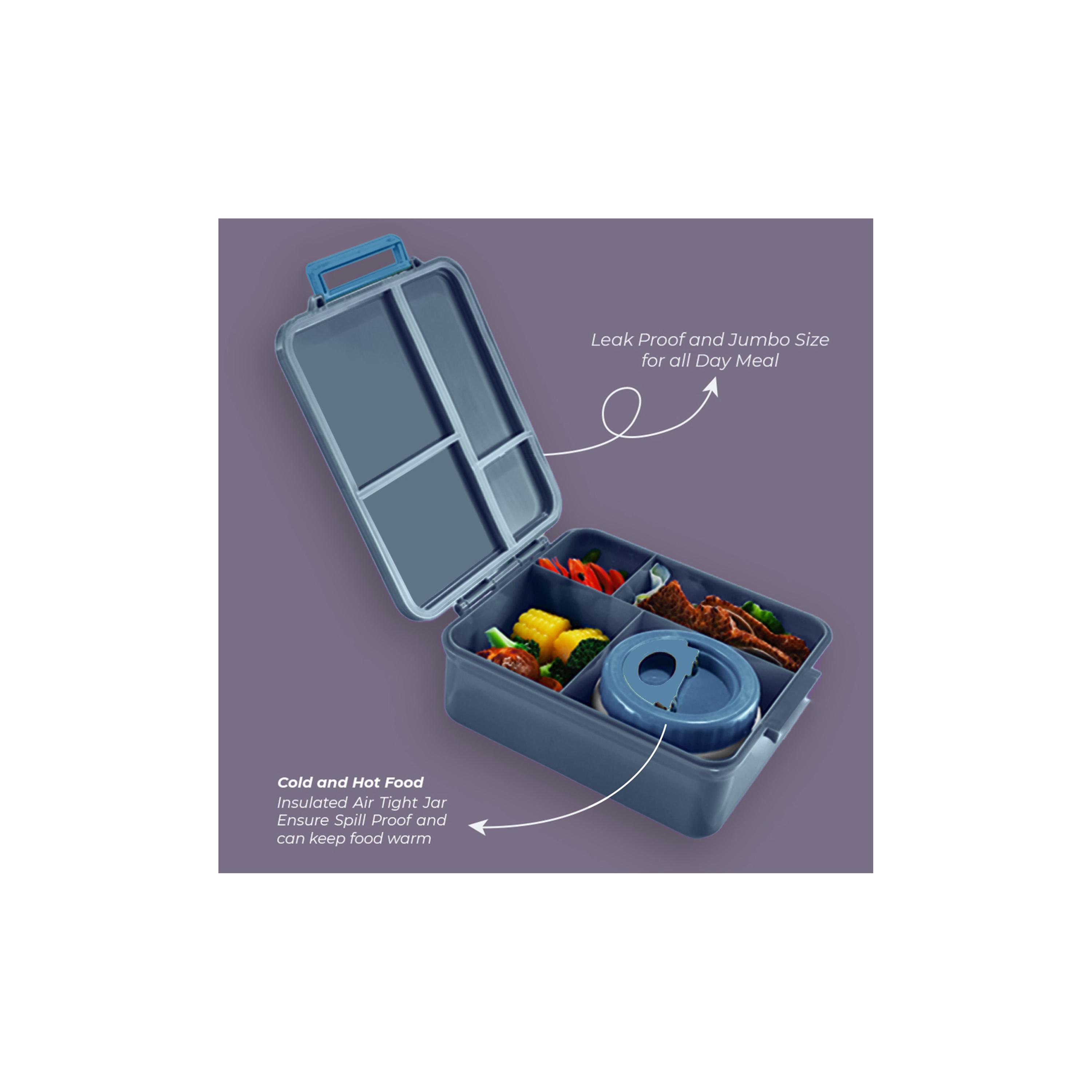 صندوق غداء بينتو جامبو مع حقيبة غداء وترمس وبرطمان غمس من إيزي كيدز-school-lunchessentials-lunchboxes-image-15