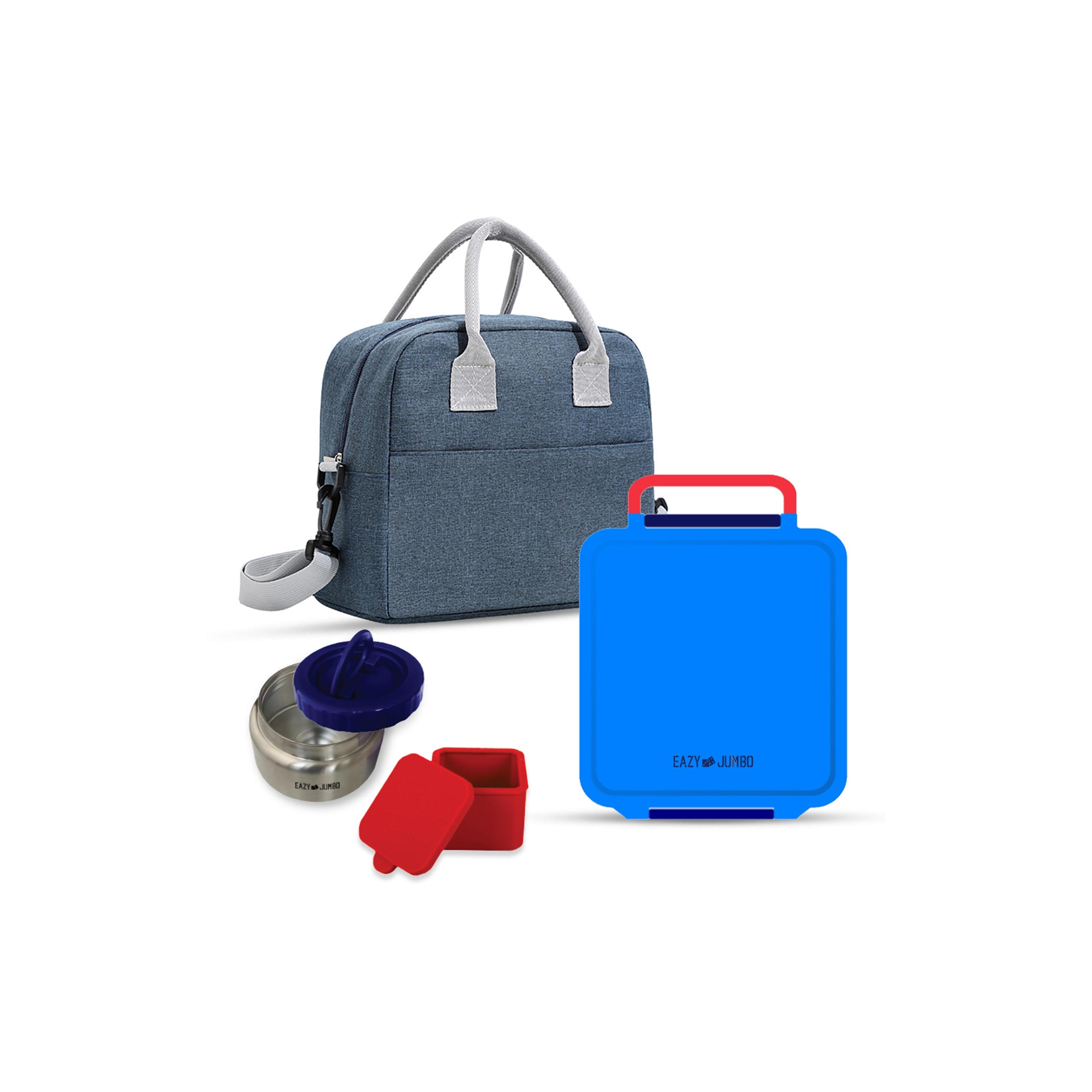 صندوق غداء بينتو جامبو مع حقيبة غداء وترمس وبرطمان غمس من إيزي كيدز-school-lunchessentials-lunchboxes-image-1