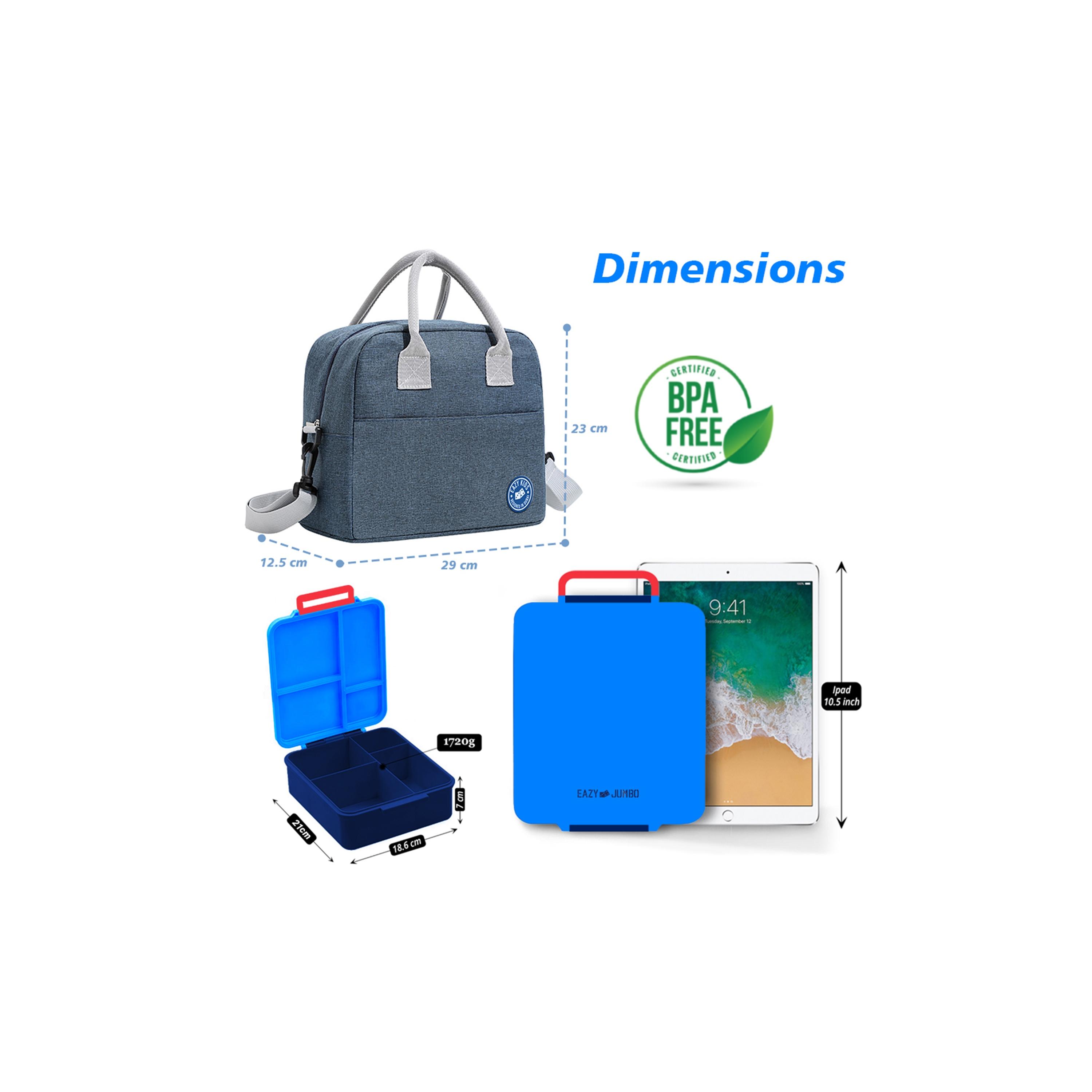 صندوق غداء بينتو جامبو مع حقيبة غداء وترمس وبرطمان غمس من إيزي كيدز-school-lunchessentials-lunchboxes-image-9