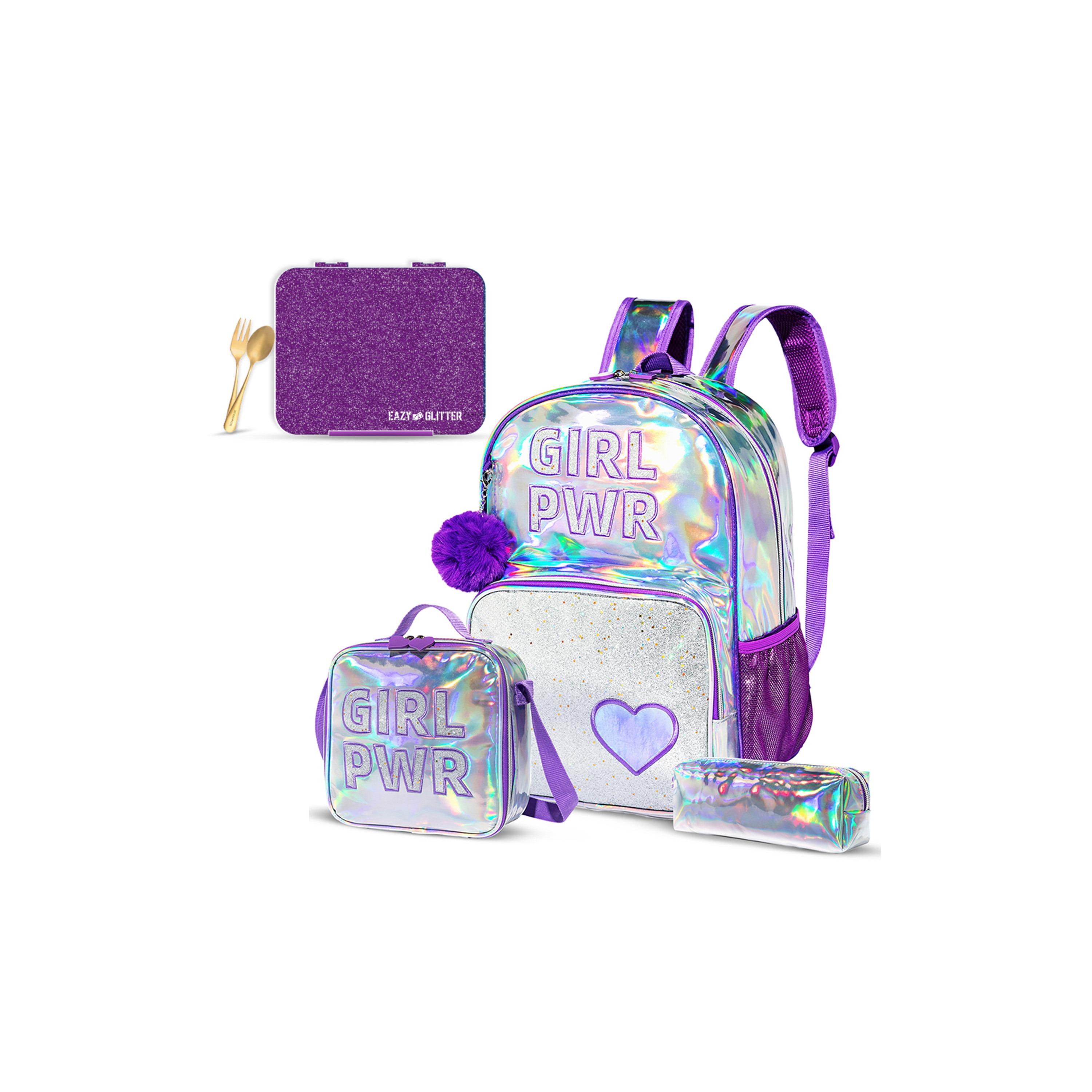 Eazy Kids Set of 4 Girl Power Printed School Bag Set - 18 Inch-school-bagsandbackpacks-sets-image-1