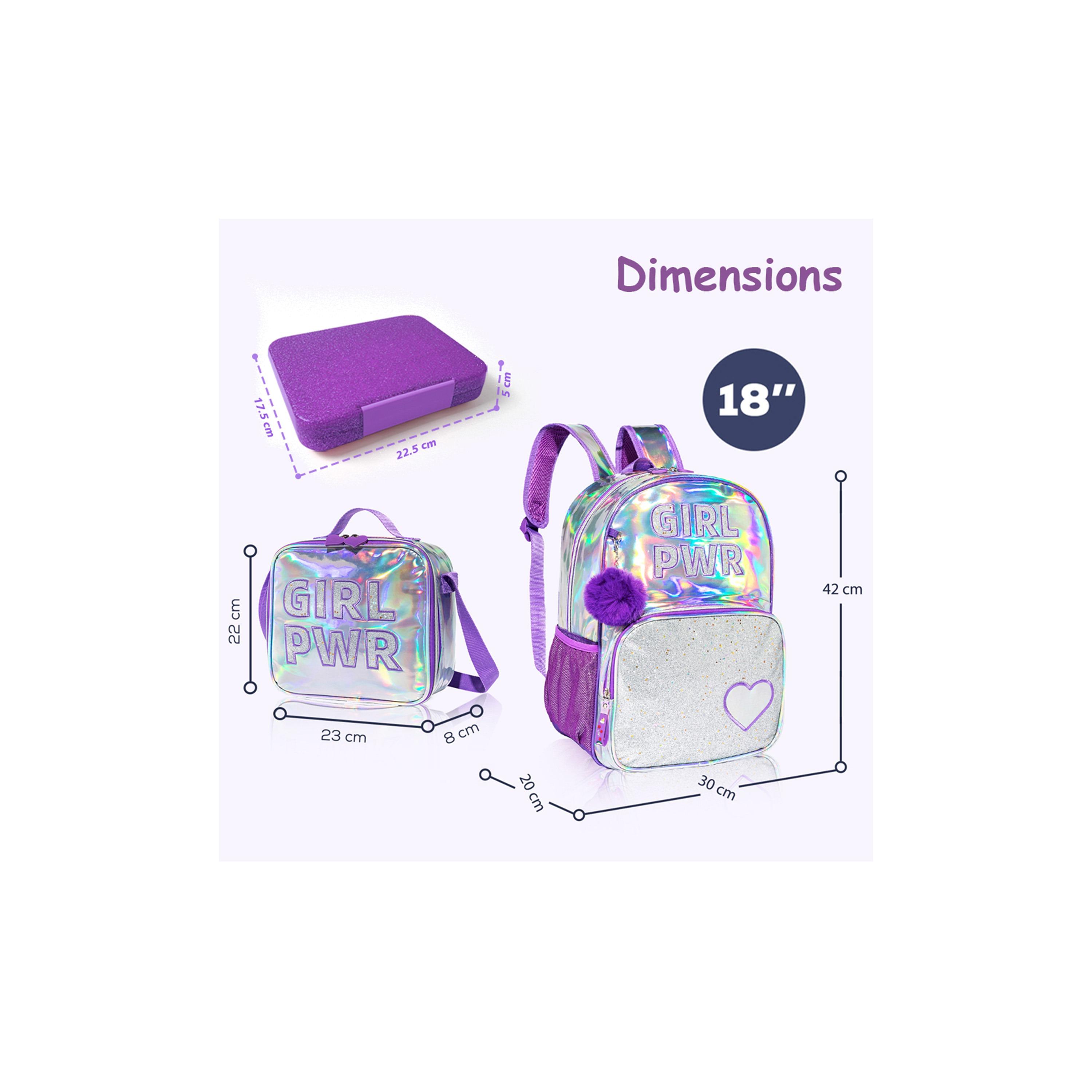 Eazy Kids Set of 4 Girl Power Printed School Bag Set - 18 Inch-school-bagsandbackpacks-sets-image-9