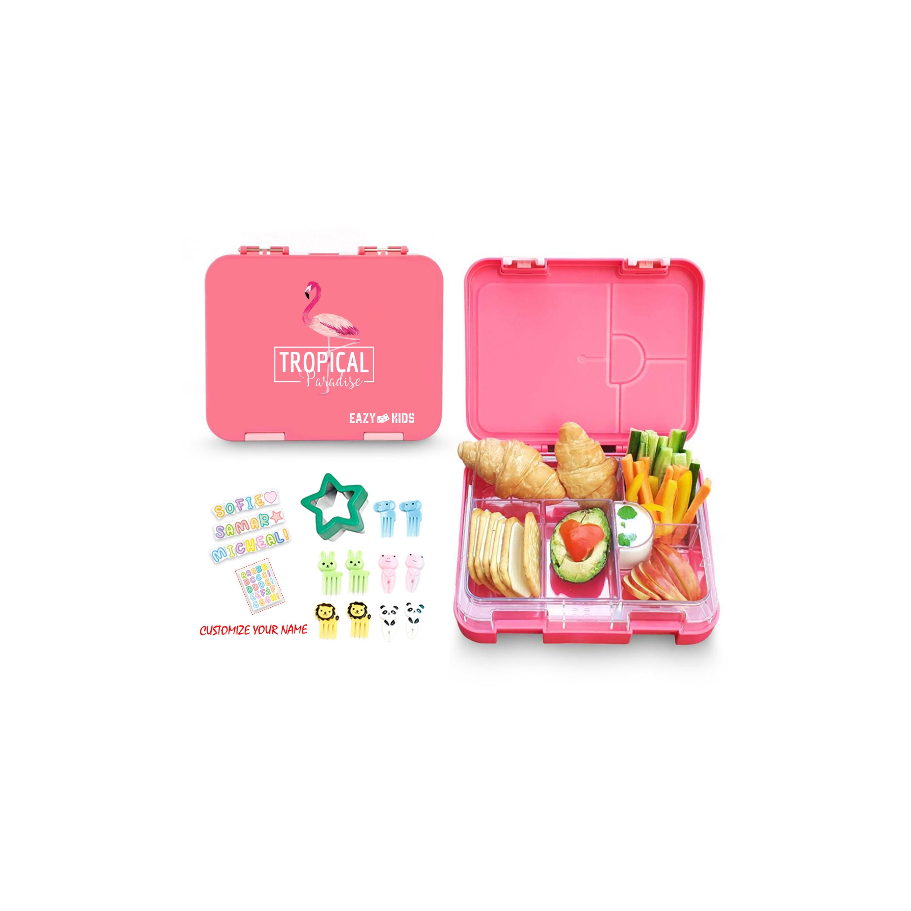 Eazy Kids Set of 5 Tropical Printed School Bag Set - Pink -  17 Inch-school-bagsandbackpacks-sets-image-12