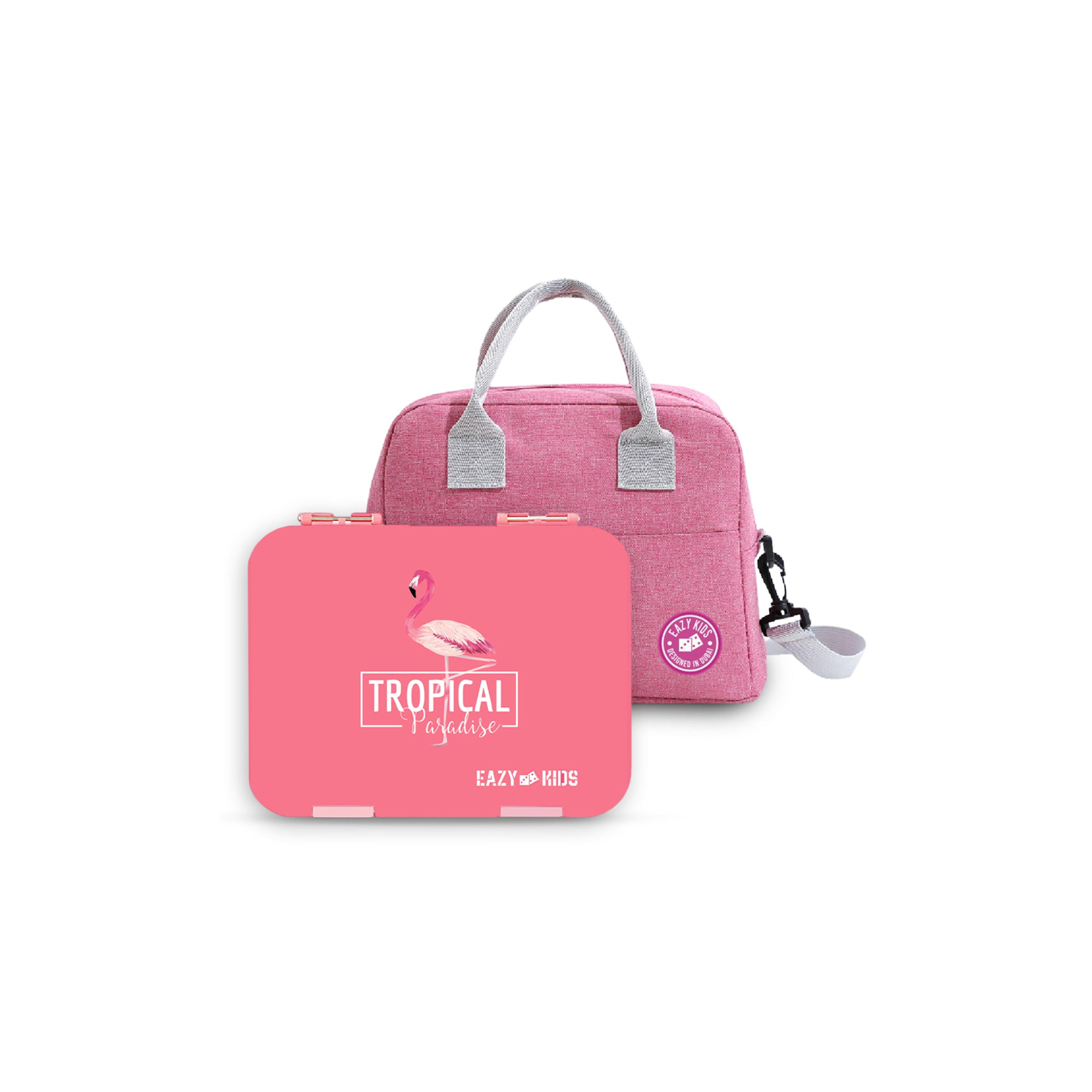 Eazy Kids Set of 5 Tropical Printed School Bag Set - Pink -  17 Inch-school-bagsandbackpacks-sets-image-25