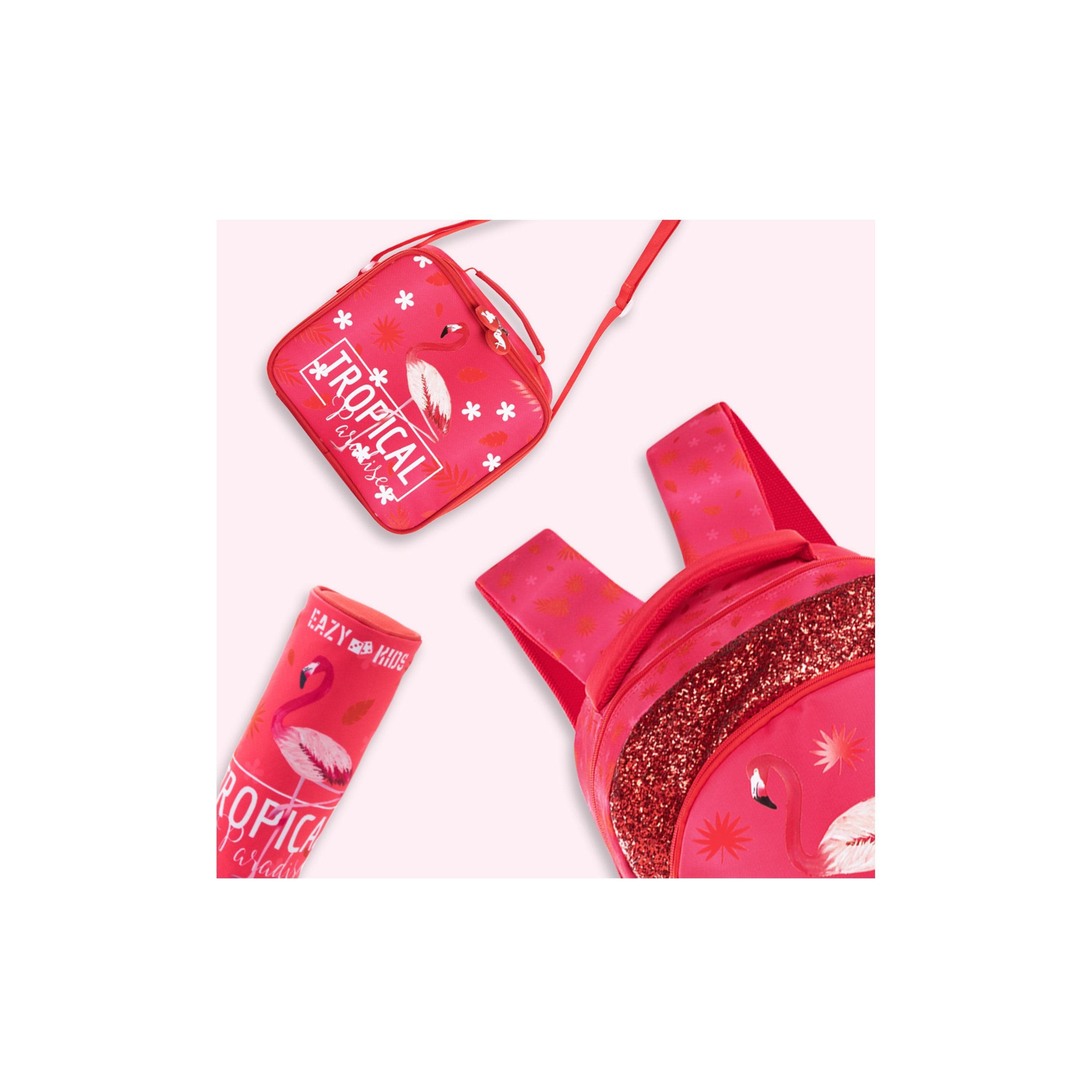 Eazy Kids Set of 5 Tropical Printed School Bag Set - Pink -  17 Inch-school-bagsandbackpacks-sets-image-3
