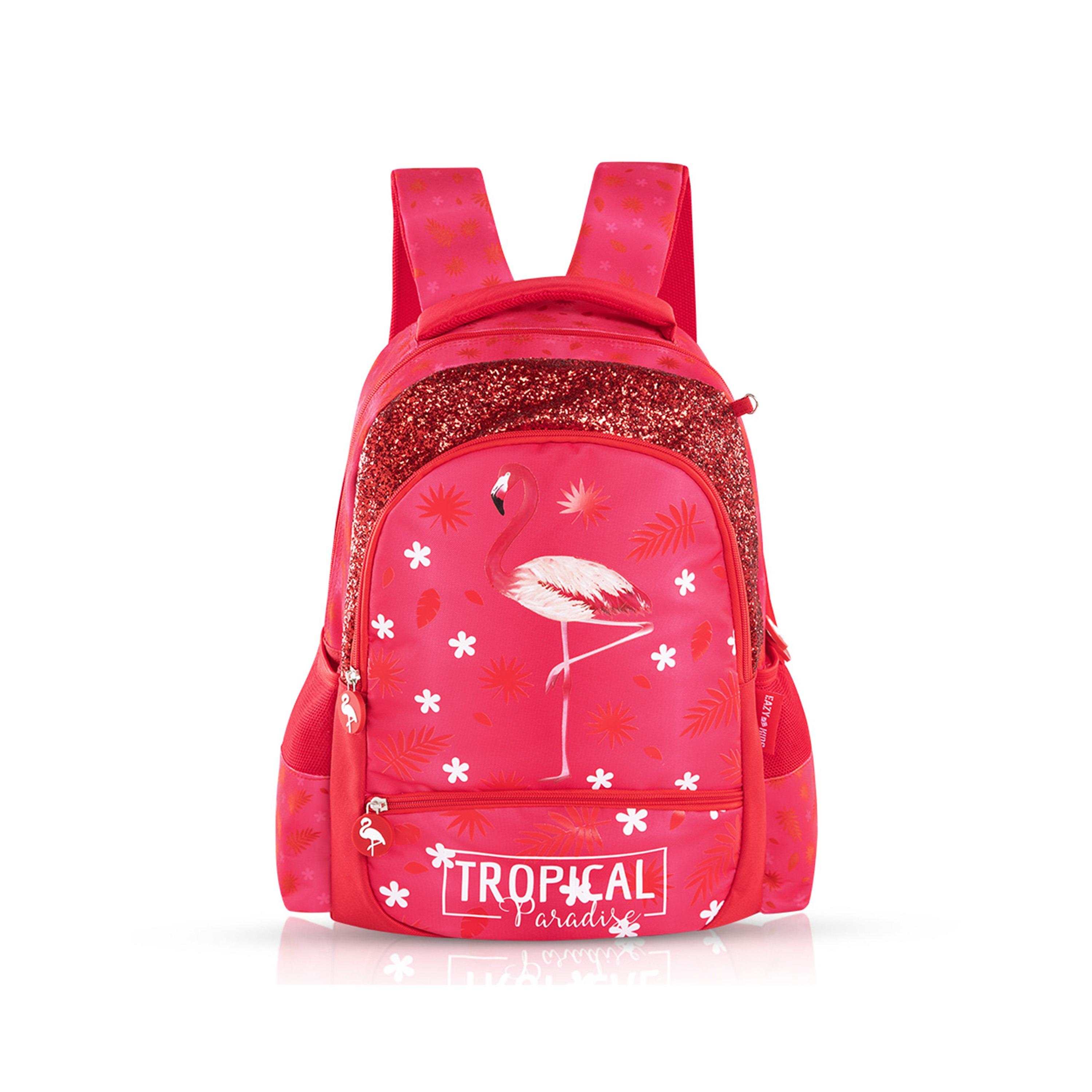 Eazy Kids Set of 5 Tropical Printed School Bag Set - Pink -  17 Inch-school-bagsandbackpacks-sets-image-6