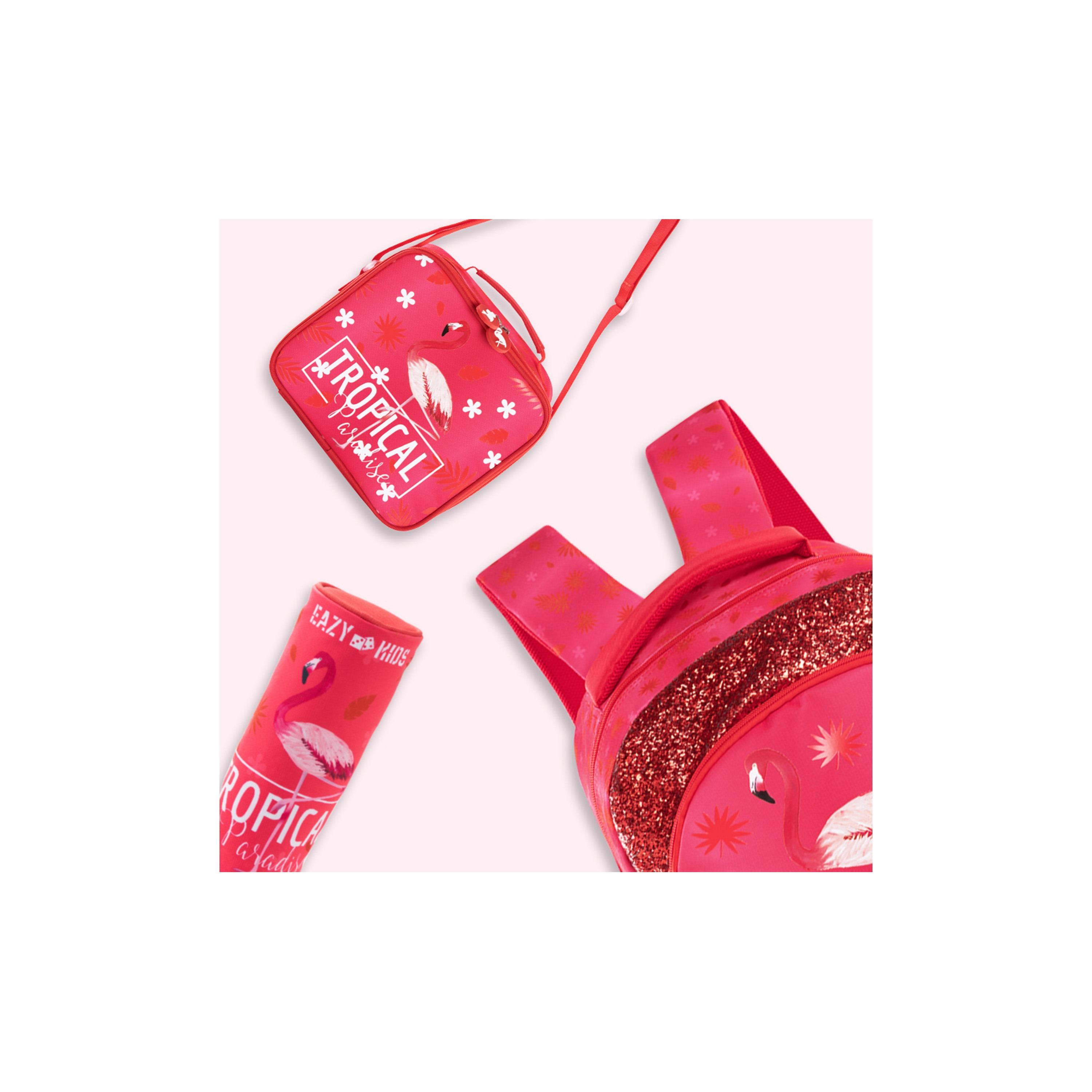 Eazy Kids Set of 4 Tropical Trolley School Bag Set -  Pink - 17 Inch-school-bagsandbackpacks-sets-image-11