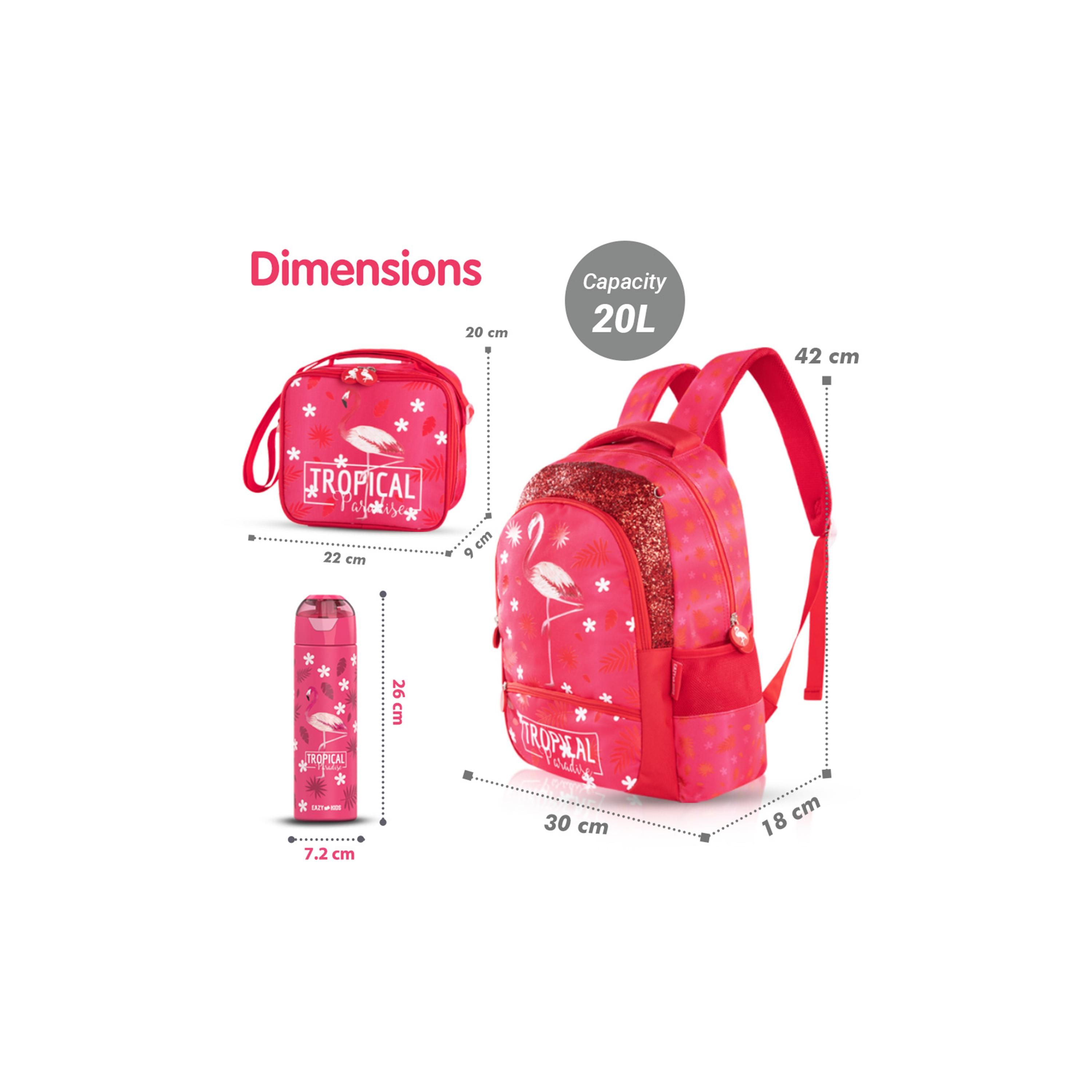 Eazy Kids Set of 4 Tropical Trolley School Bag Set -  Pink - 17 Inch-school-bagsandbackpacks-sets-image-9